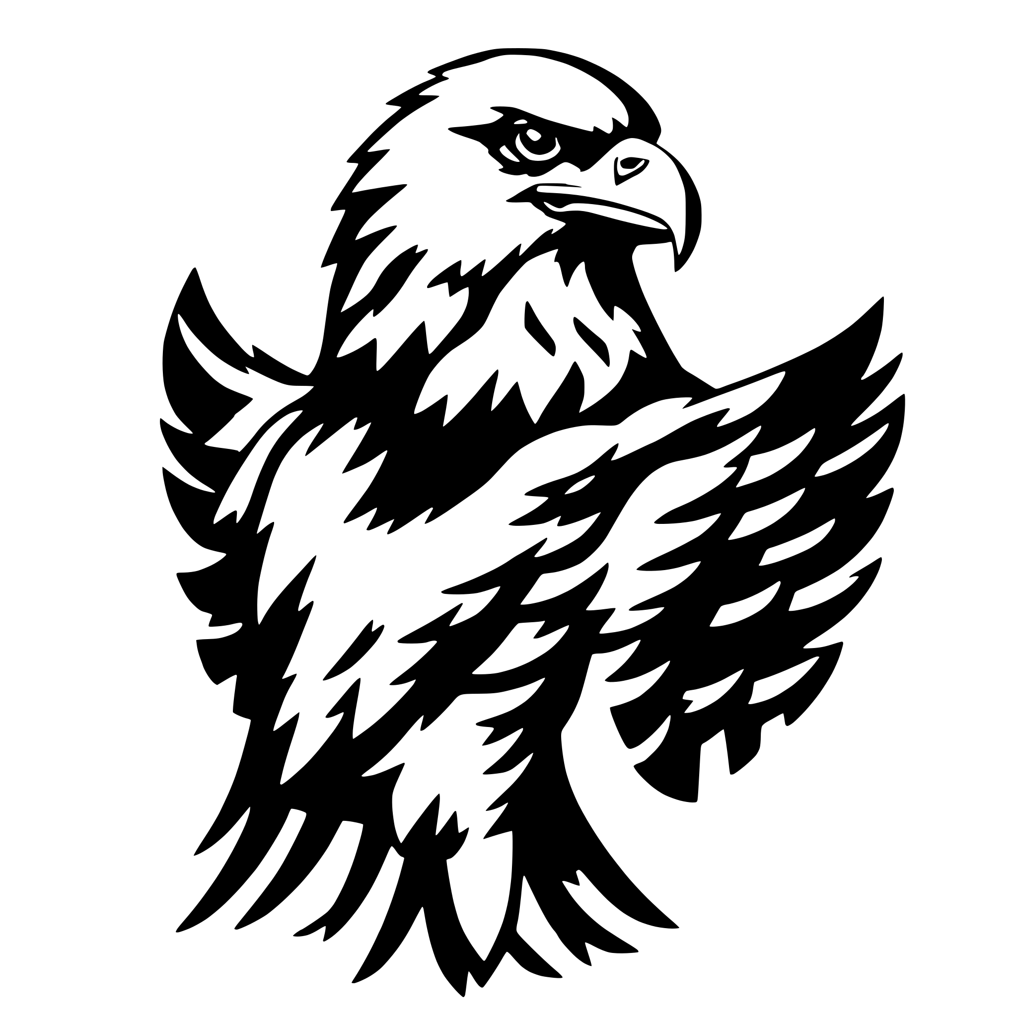 AI-generated SVG of a eagle from front looking right with wings spread
