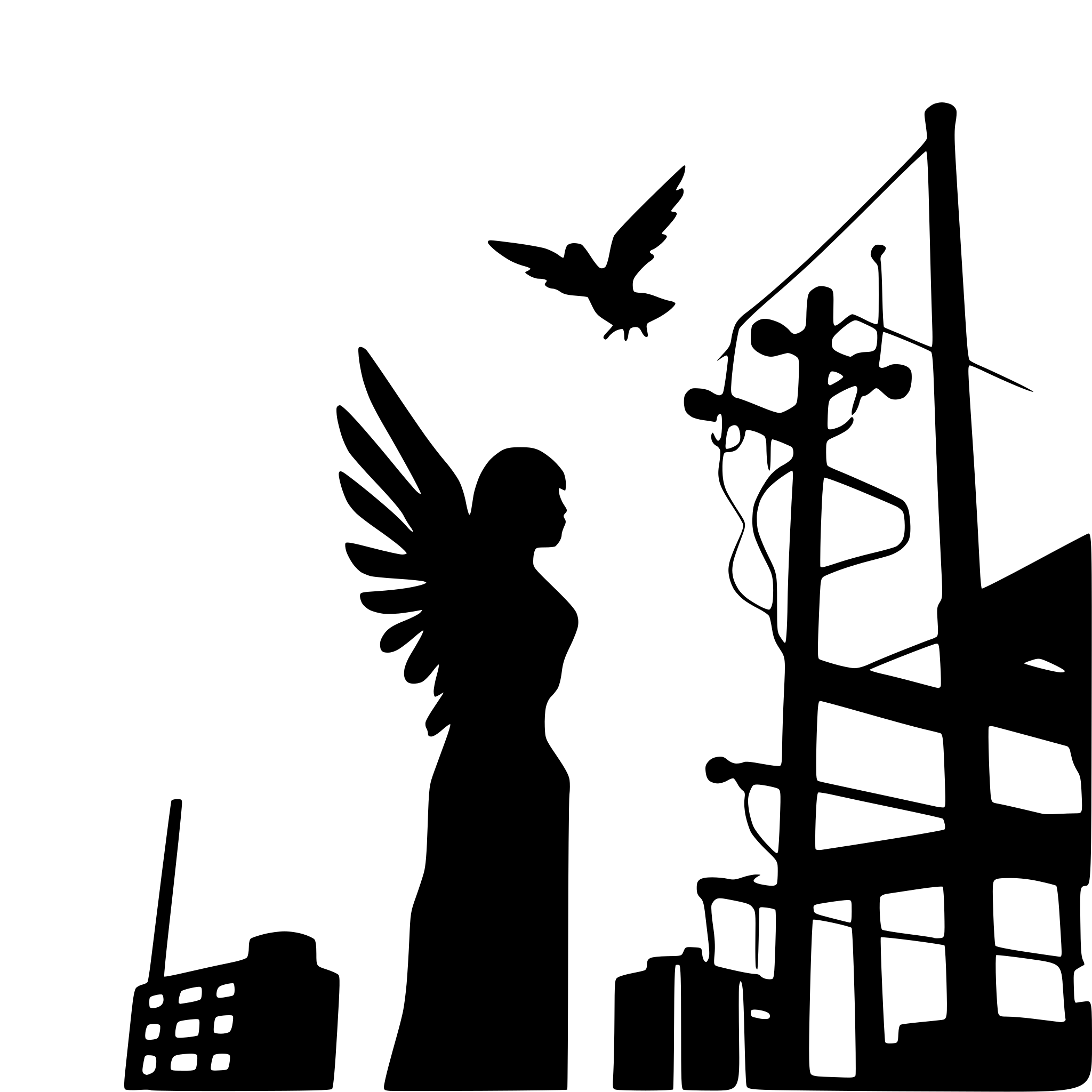 AI-generated SVG of 'angle with wings flying in front of a substation'