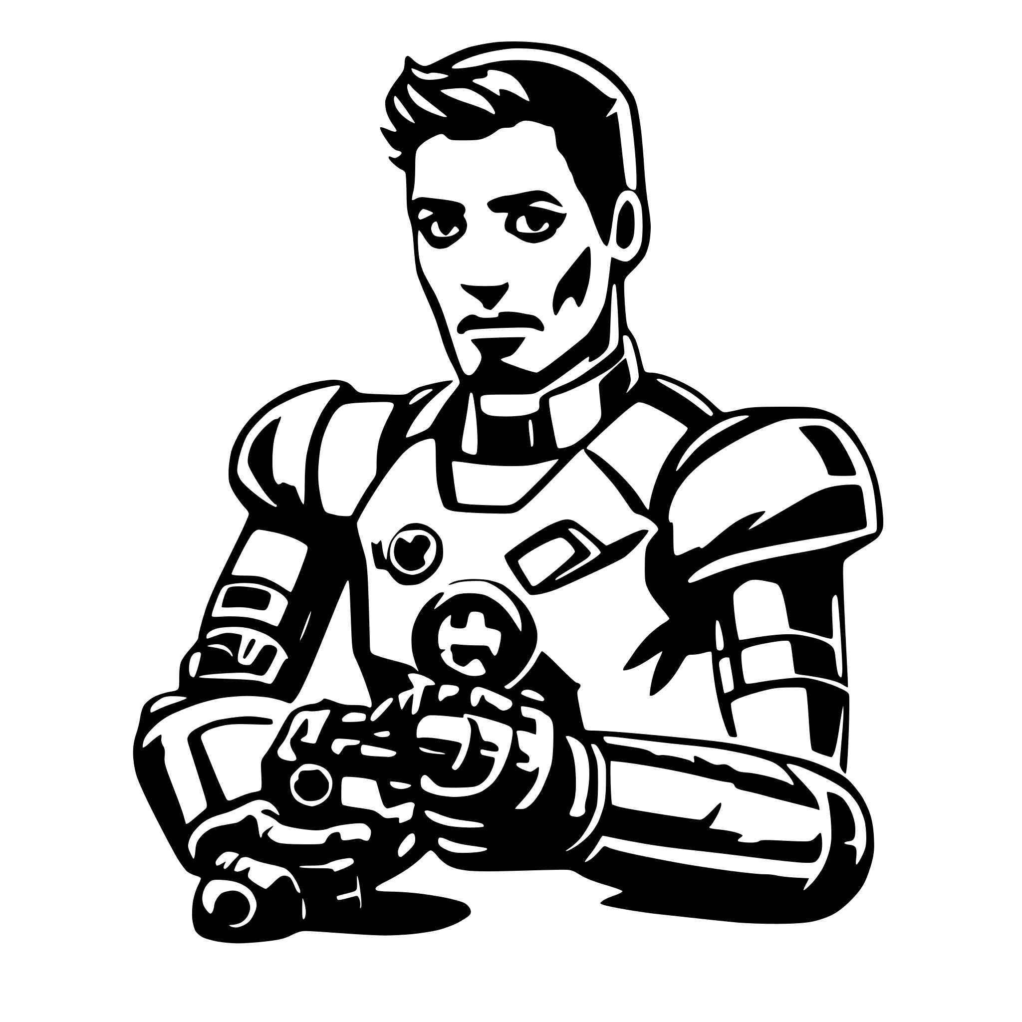 AI-generated SVG of 'Iron man gaming with controller'