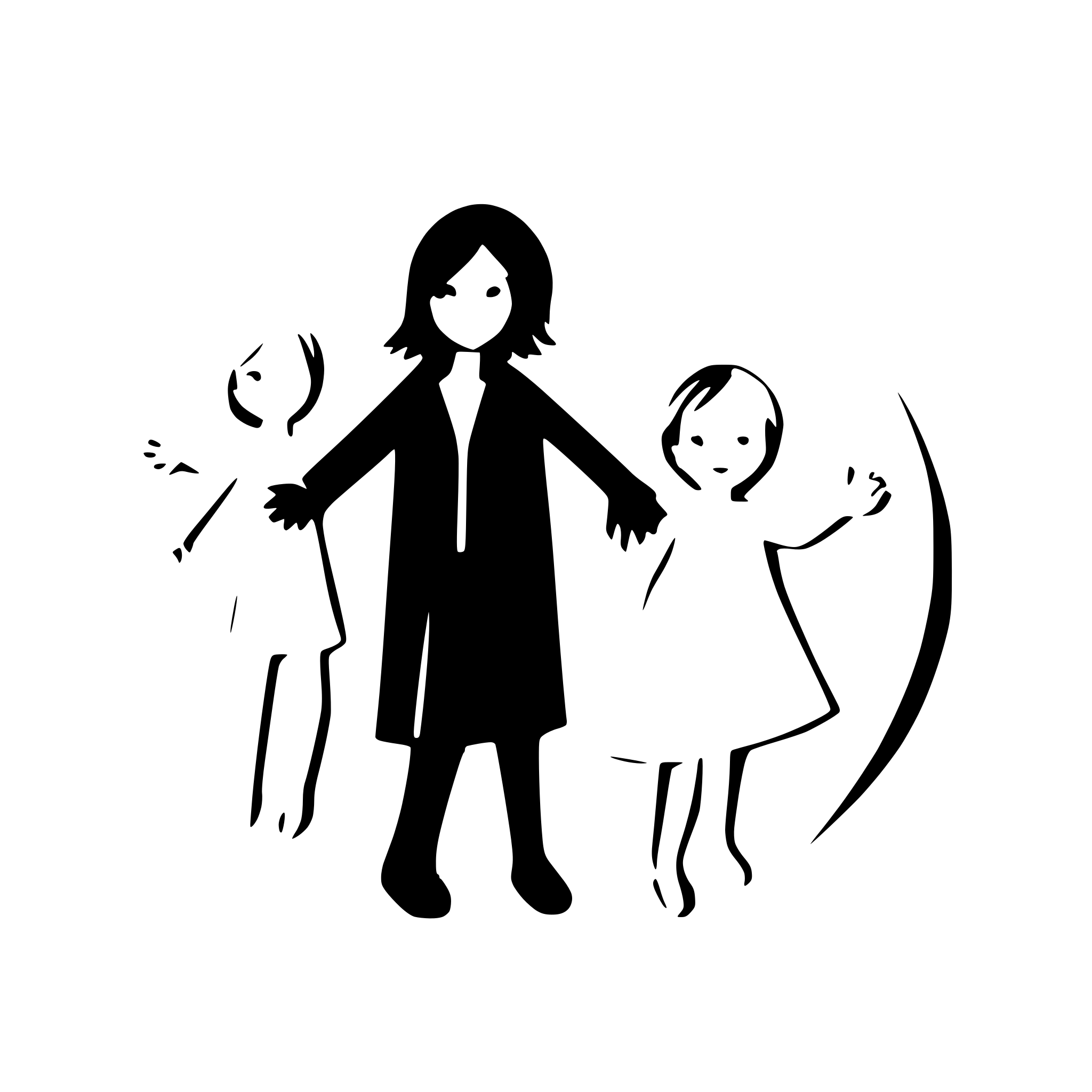 AI-generated SVG of a educator with  8 children holding hands