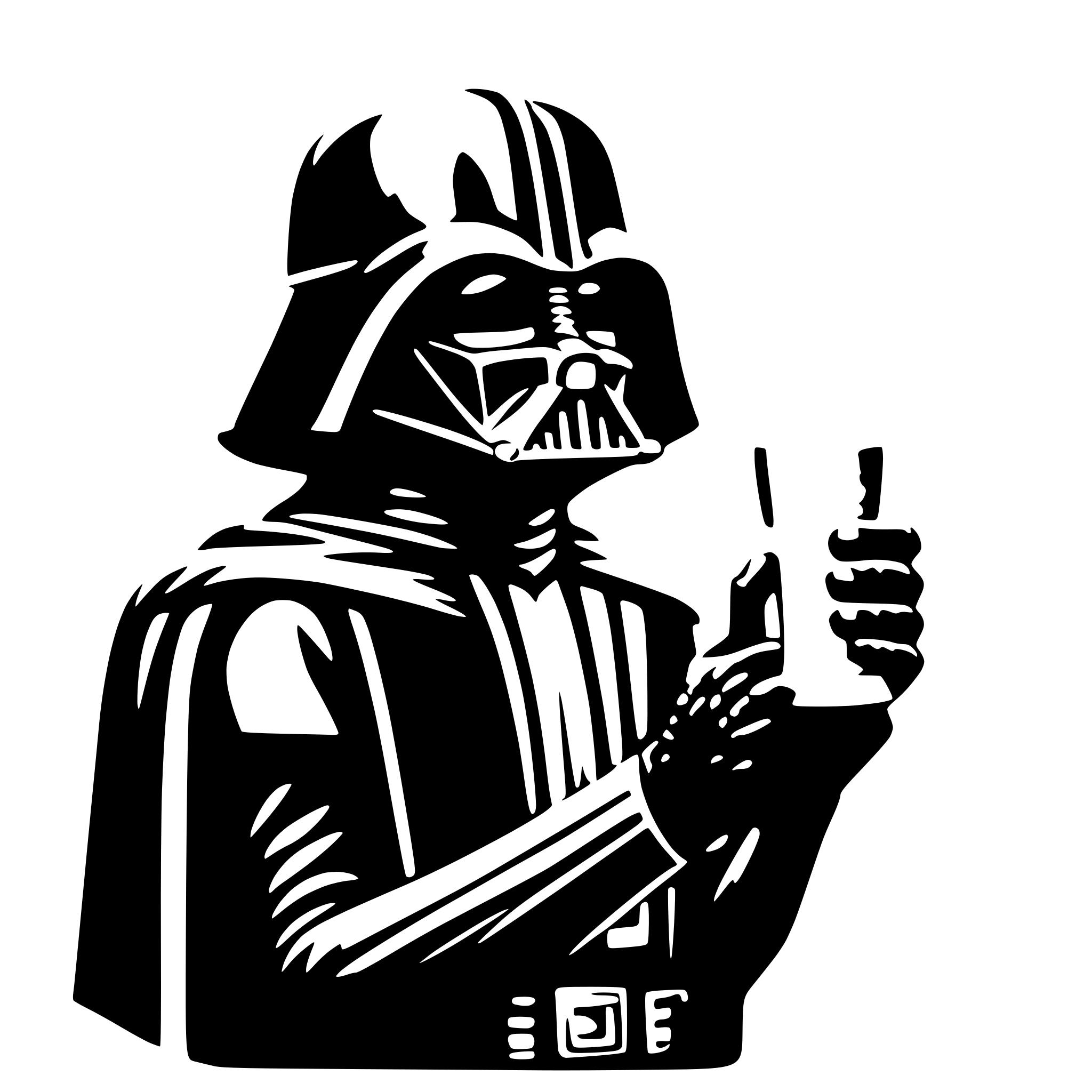 AI-generated SVG of 'dark vador holding a beer'