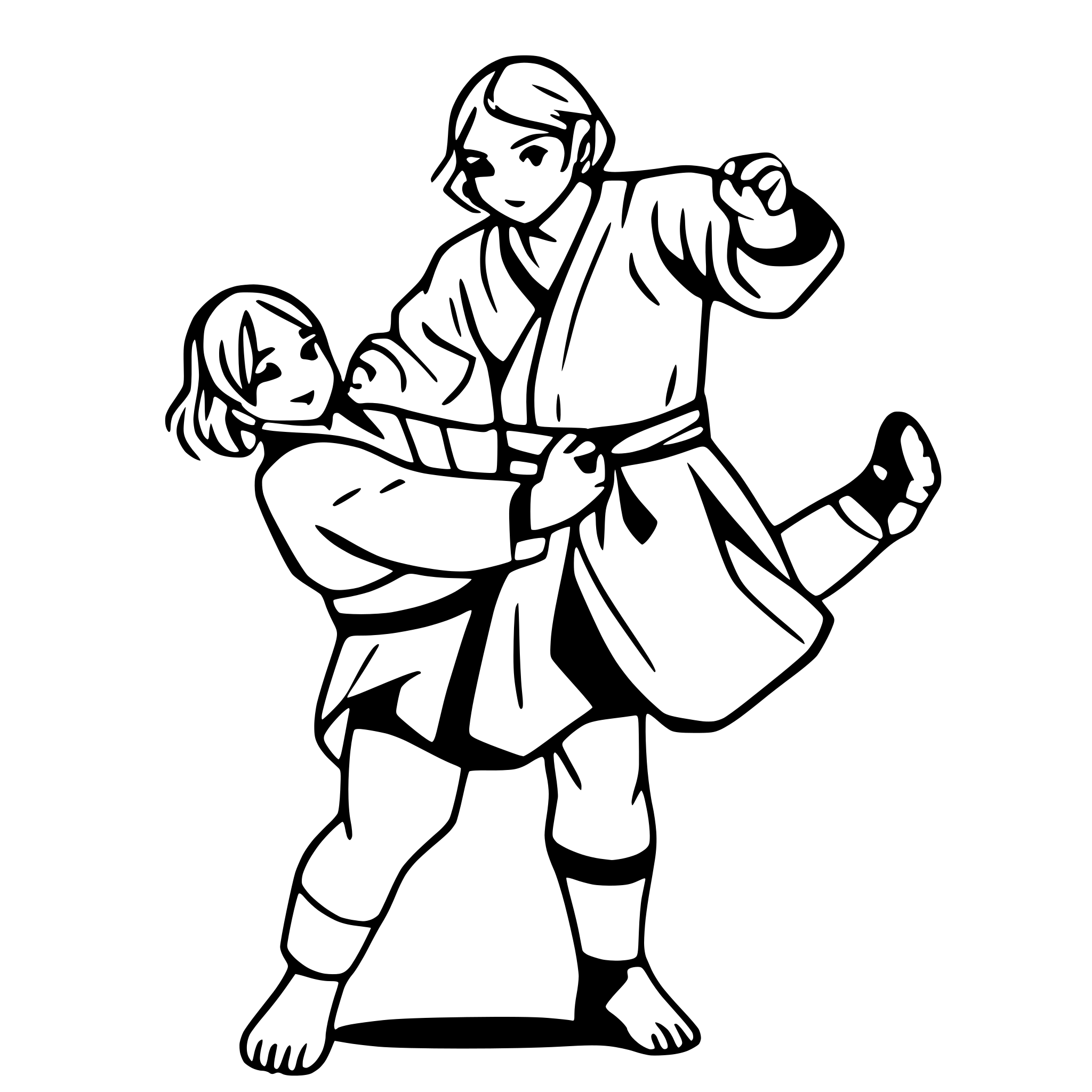 AI-generated SVG of a A judoka throwing another judoka over their hip