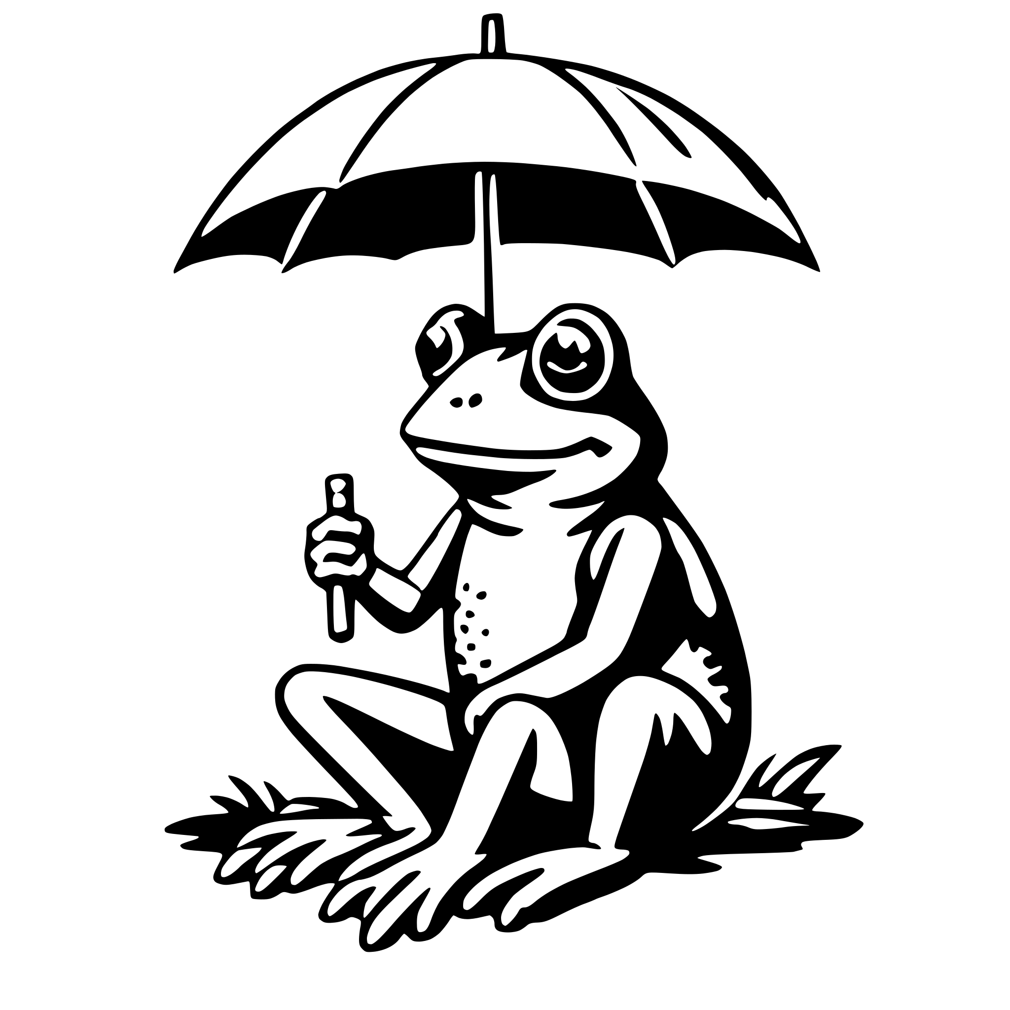 AI-generated SVG of 'frog with umbrella'