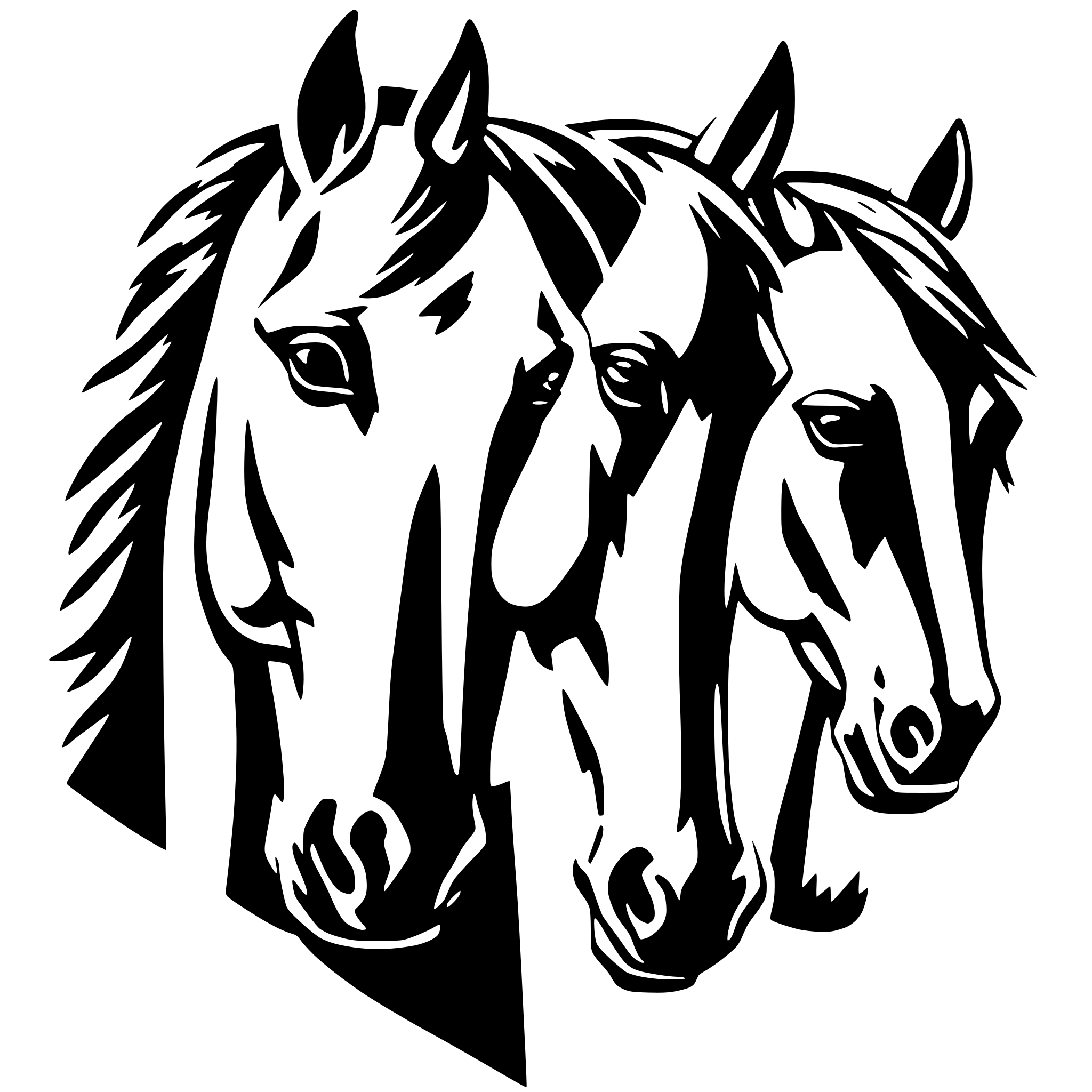 AI-generated SVG of '2 Horse heads'