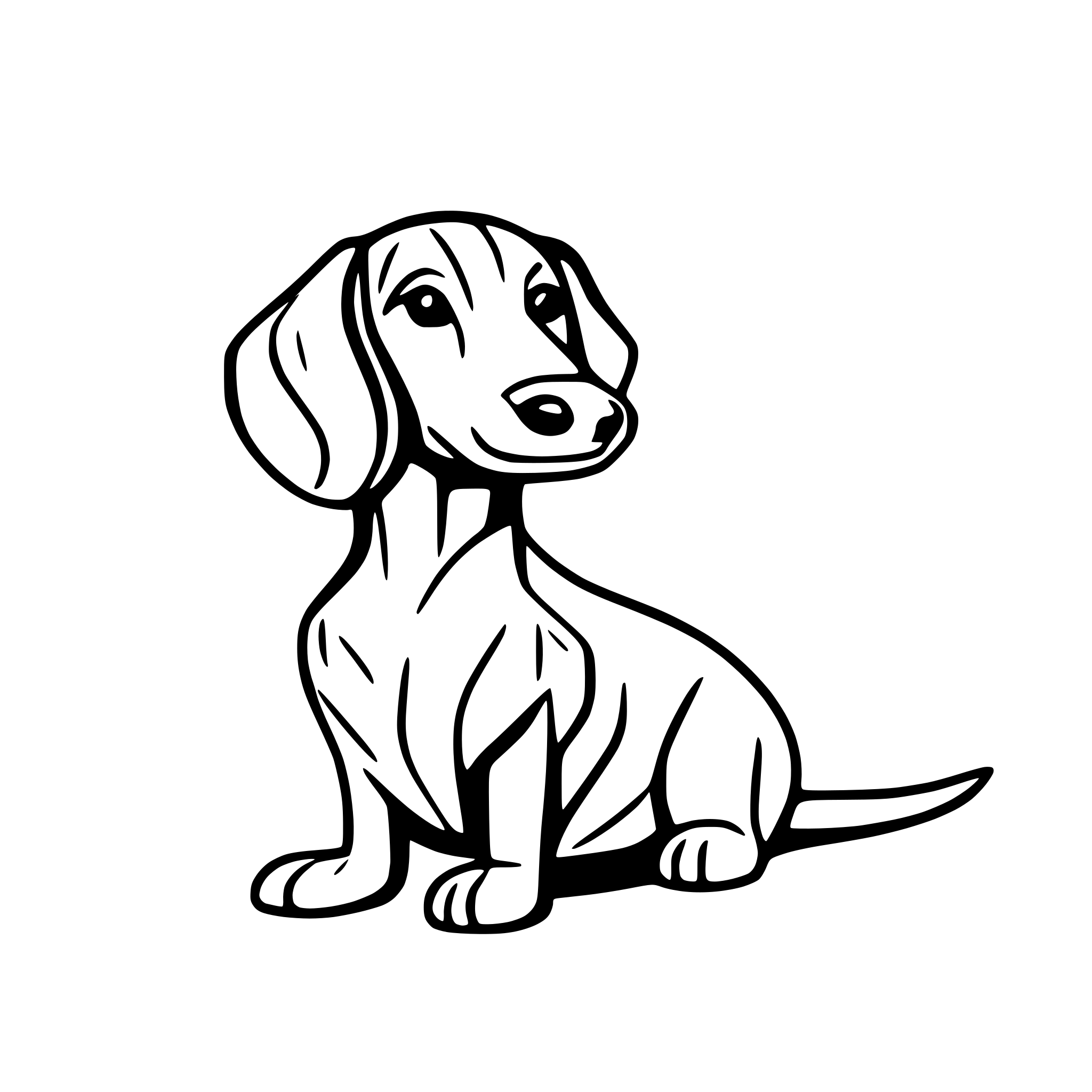 AI-generated SVG of a Single continuous line drawing dachshund