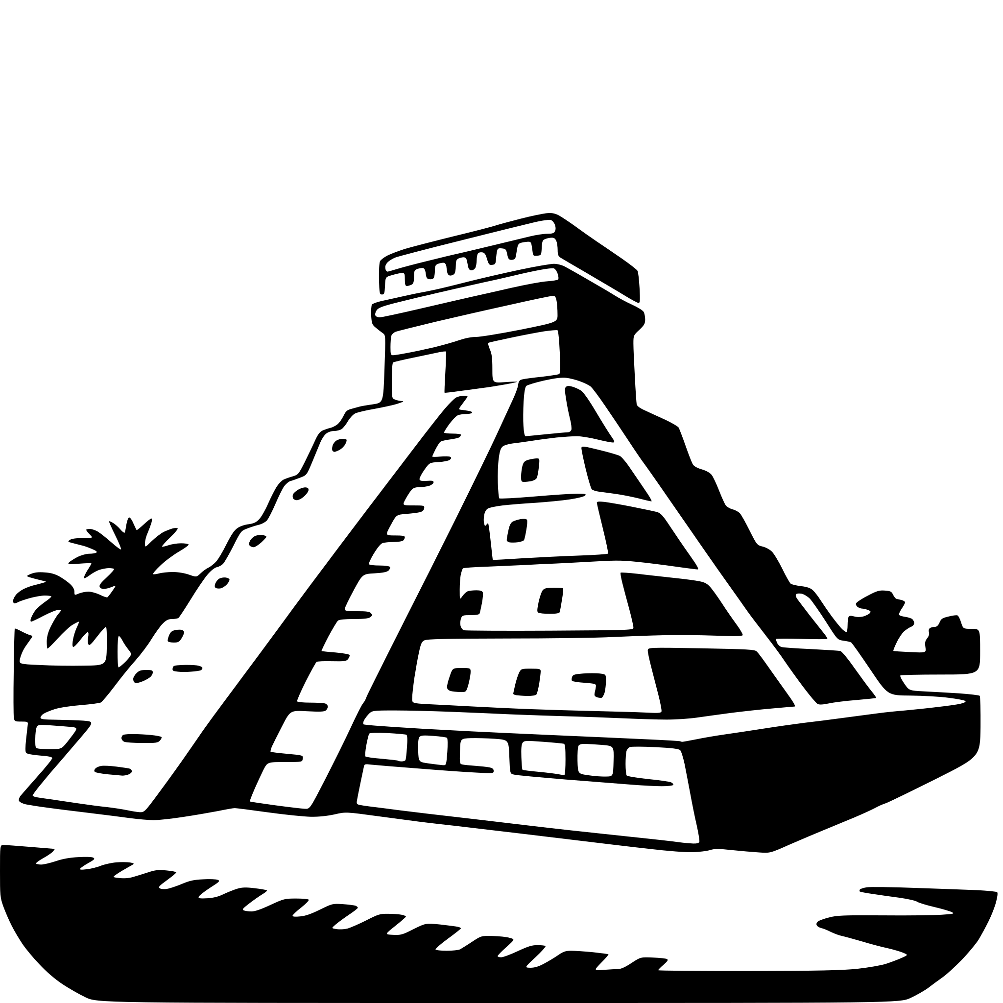 The SVG depicts a stylized representation of the Pyramid of the Sun at the ancient Mesoamerican site of Teotihuacan. The pyramid is shown with a flat top and a series of steps leading up to it. To the right of the pyramid, there is a palm tree, and in the background, there appears to be a simplified depiction of a landscape with trees and what might be a body of water. The pyramid is the central focus of the SVG, and the surrounding elements provide context for the location. The SVG is a vector graphic, which means it is composed of lines and shapes that can be scaled without losing quality. 