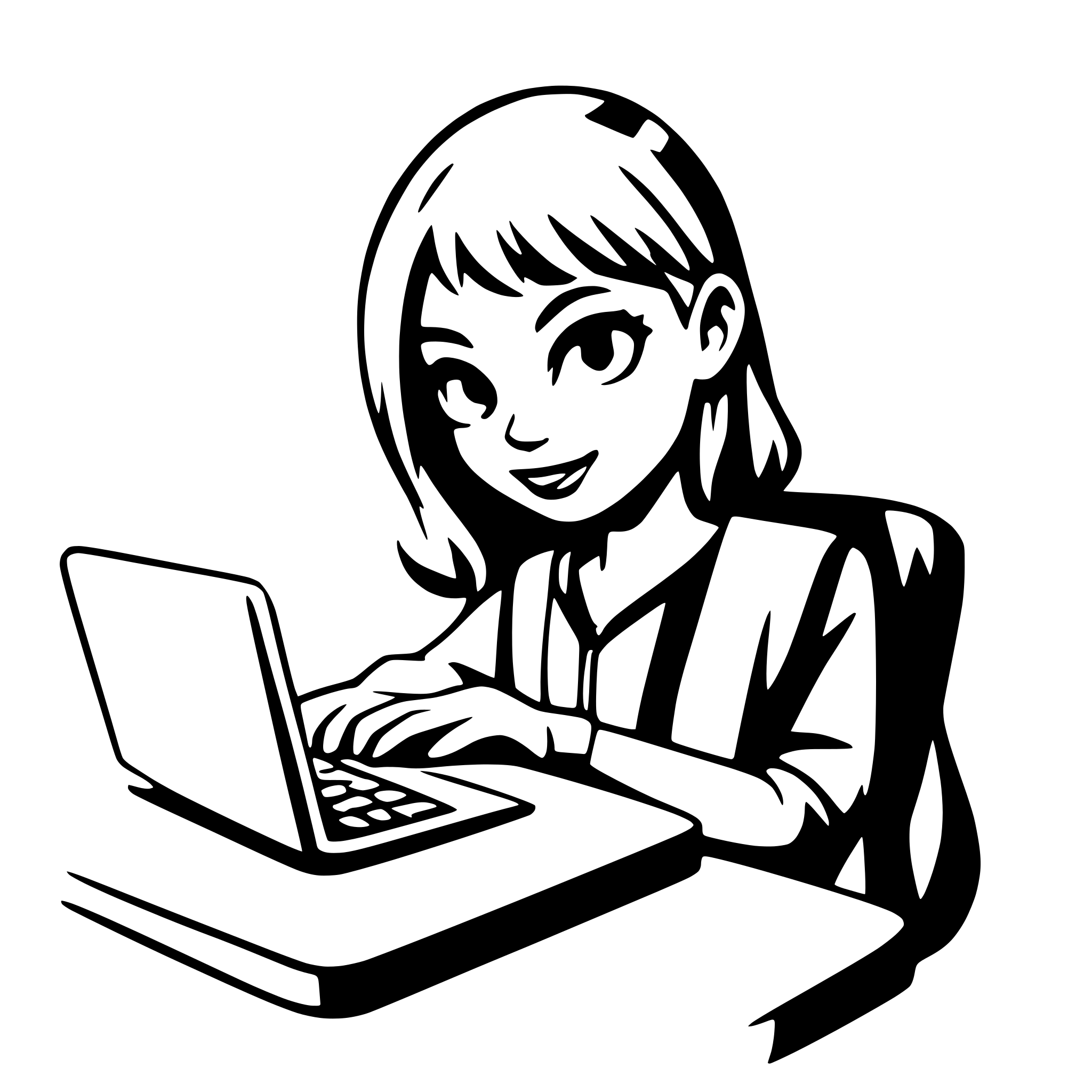 AI-generated SVG of 'student behind a computer'