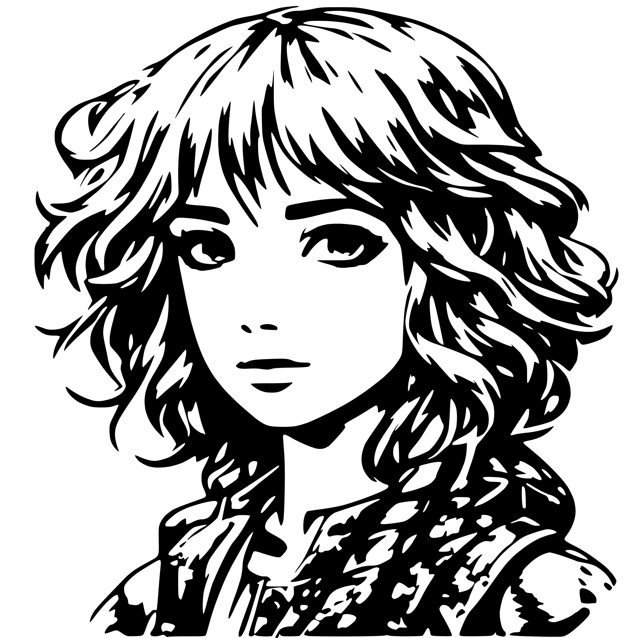 AI-generated SVG of a anime girl print