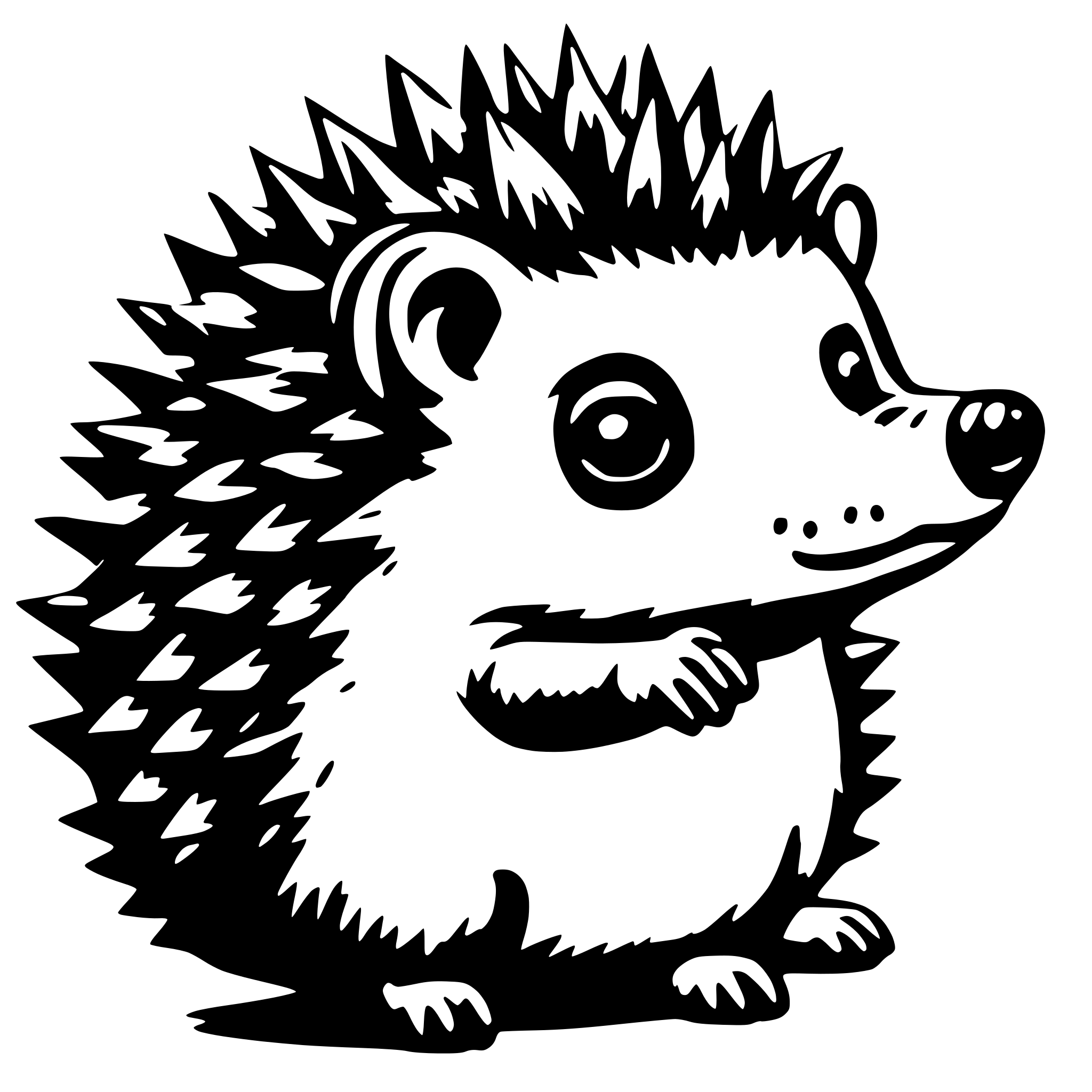 AI-generated SVG of a hedgehog cute animal displaying spikes