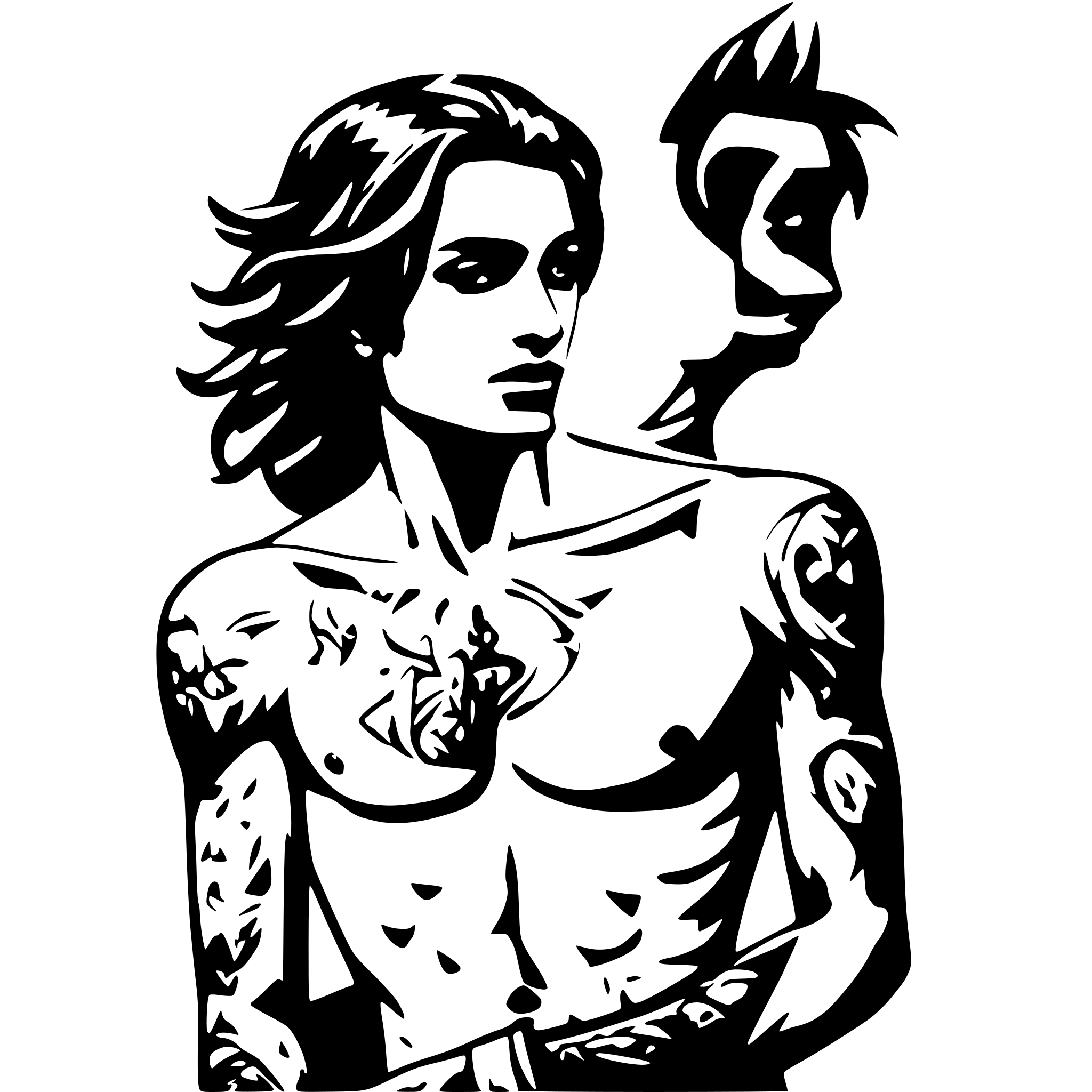AI-generated SVG of a nude male with tattoos