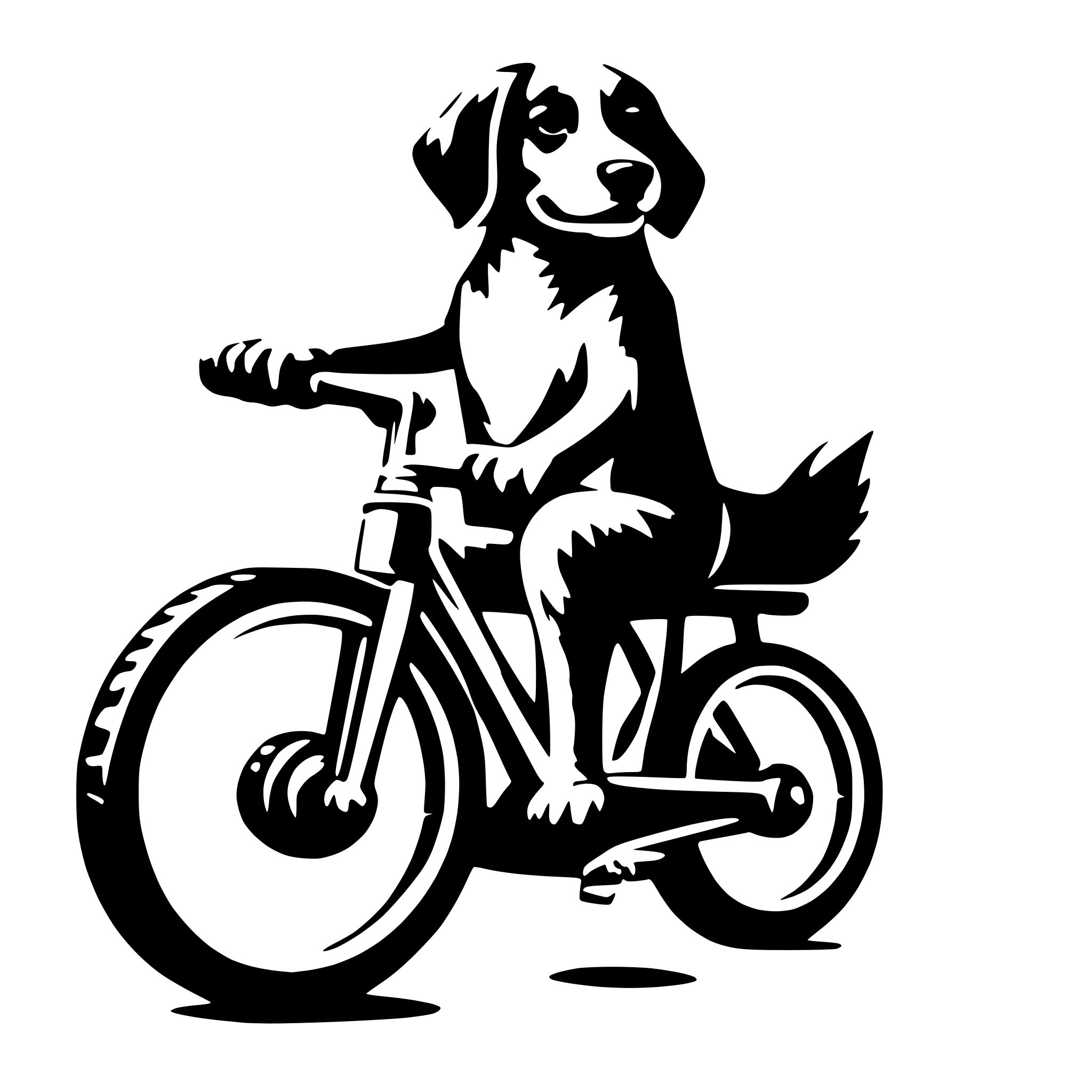 AI-generated SVG of 'dog on bike'