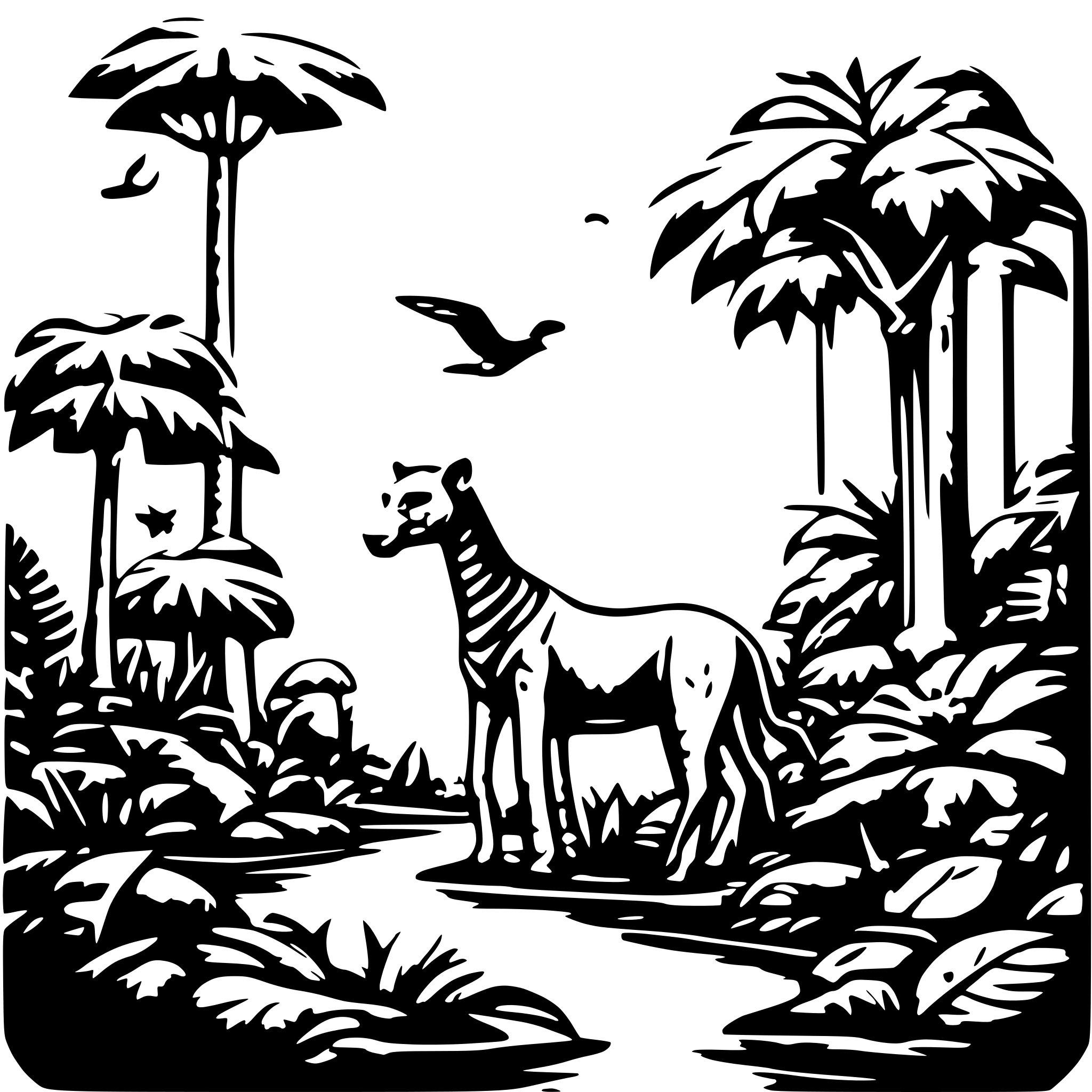 AI-generated SVG of a jungle animals ecosystem