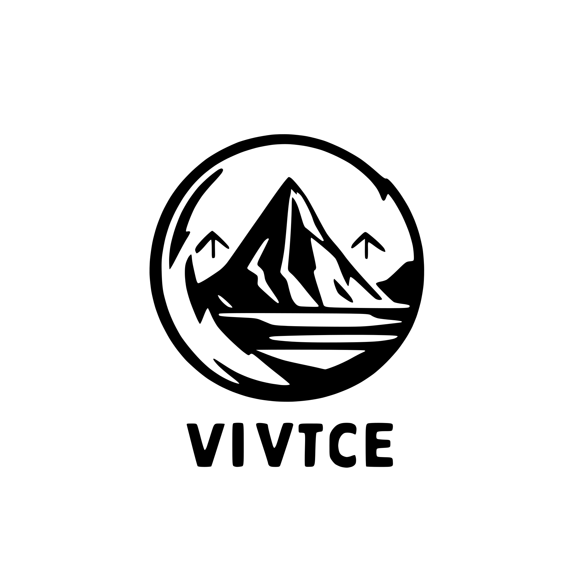 AI-generated SVG of a logo for company vertice, mountains at back and name in front with first leter uppercae