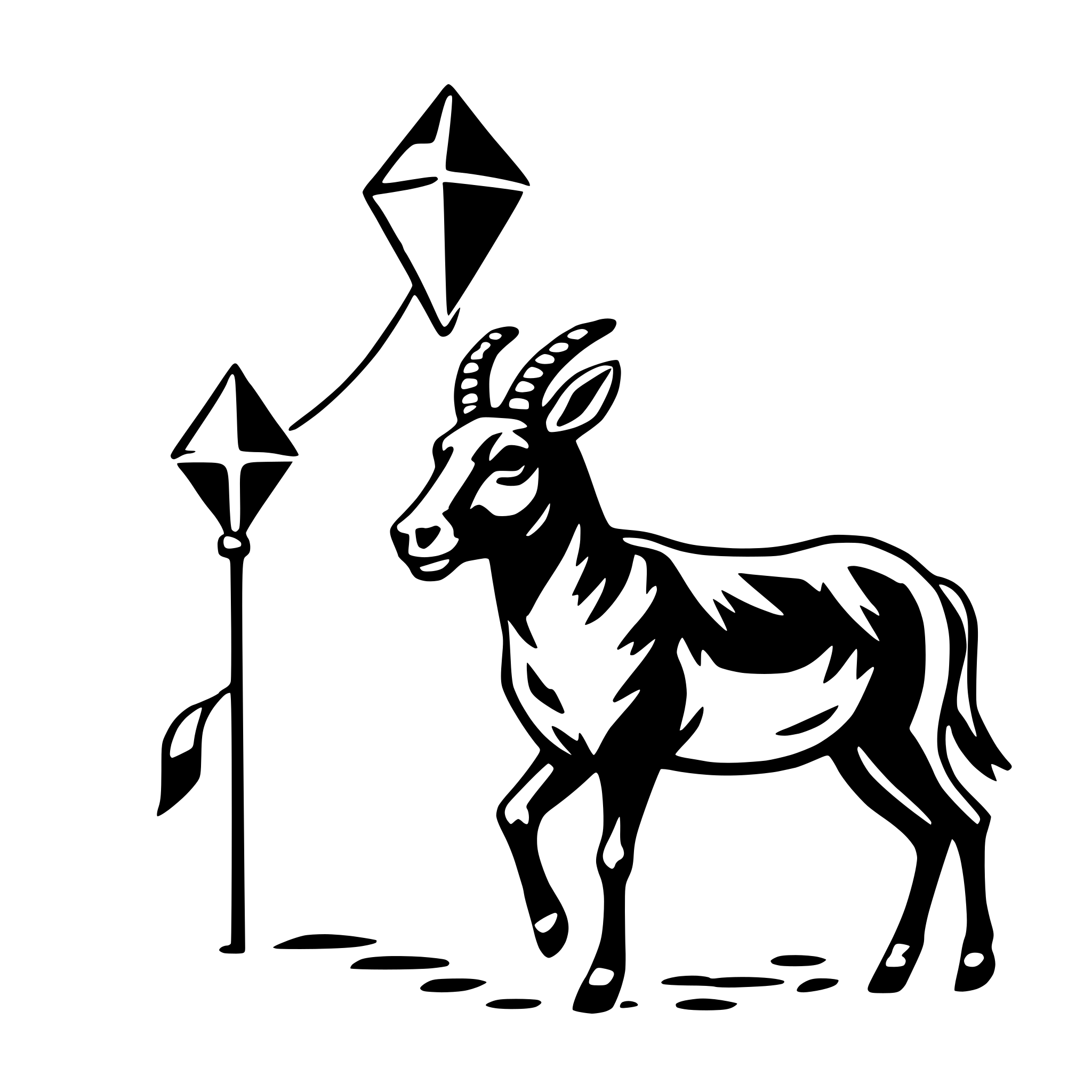 AI-generated SVG of a antelope with kite