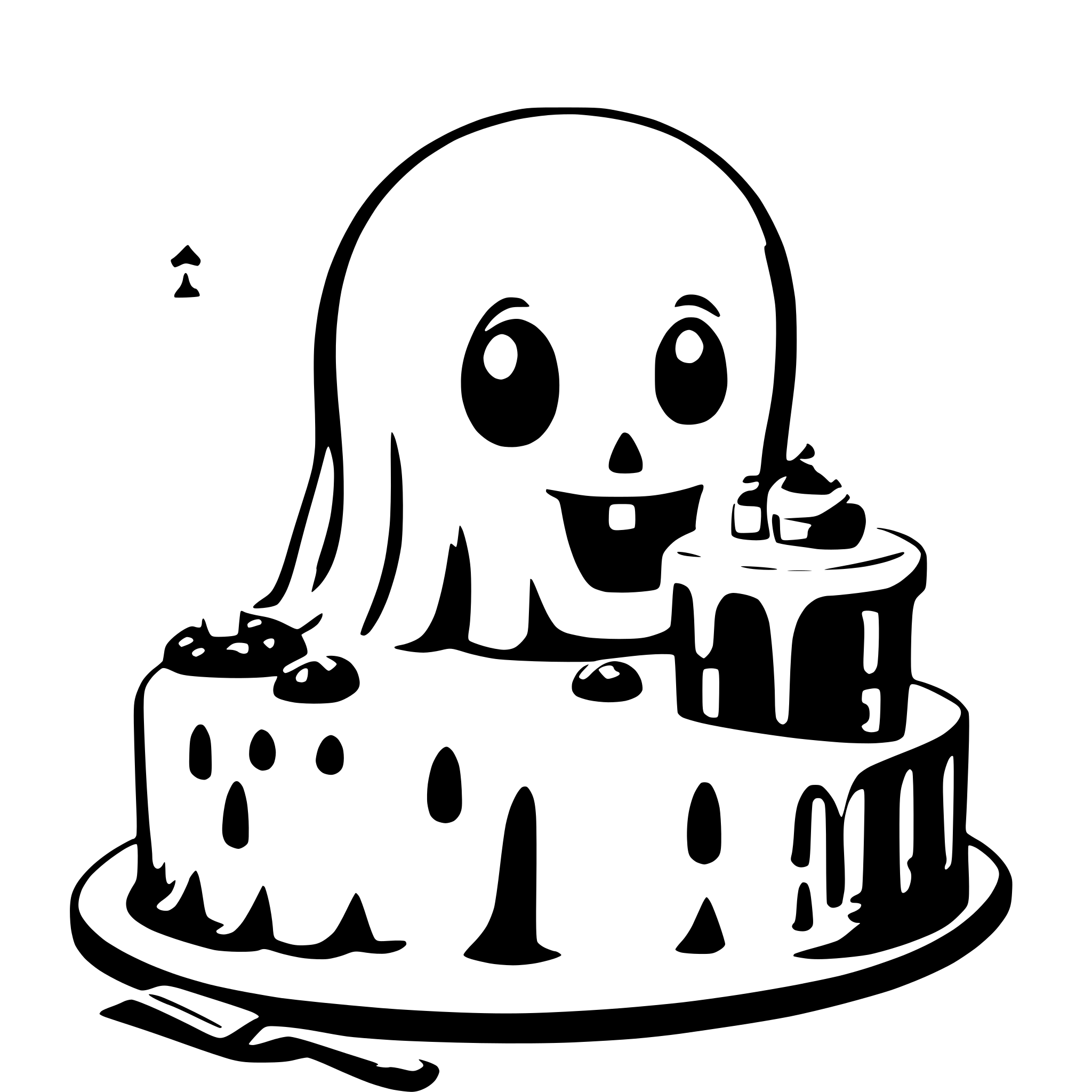 AI-generated SVG of a cute spooky ghost eating a slice of cake