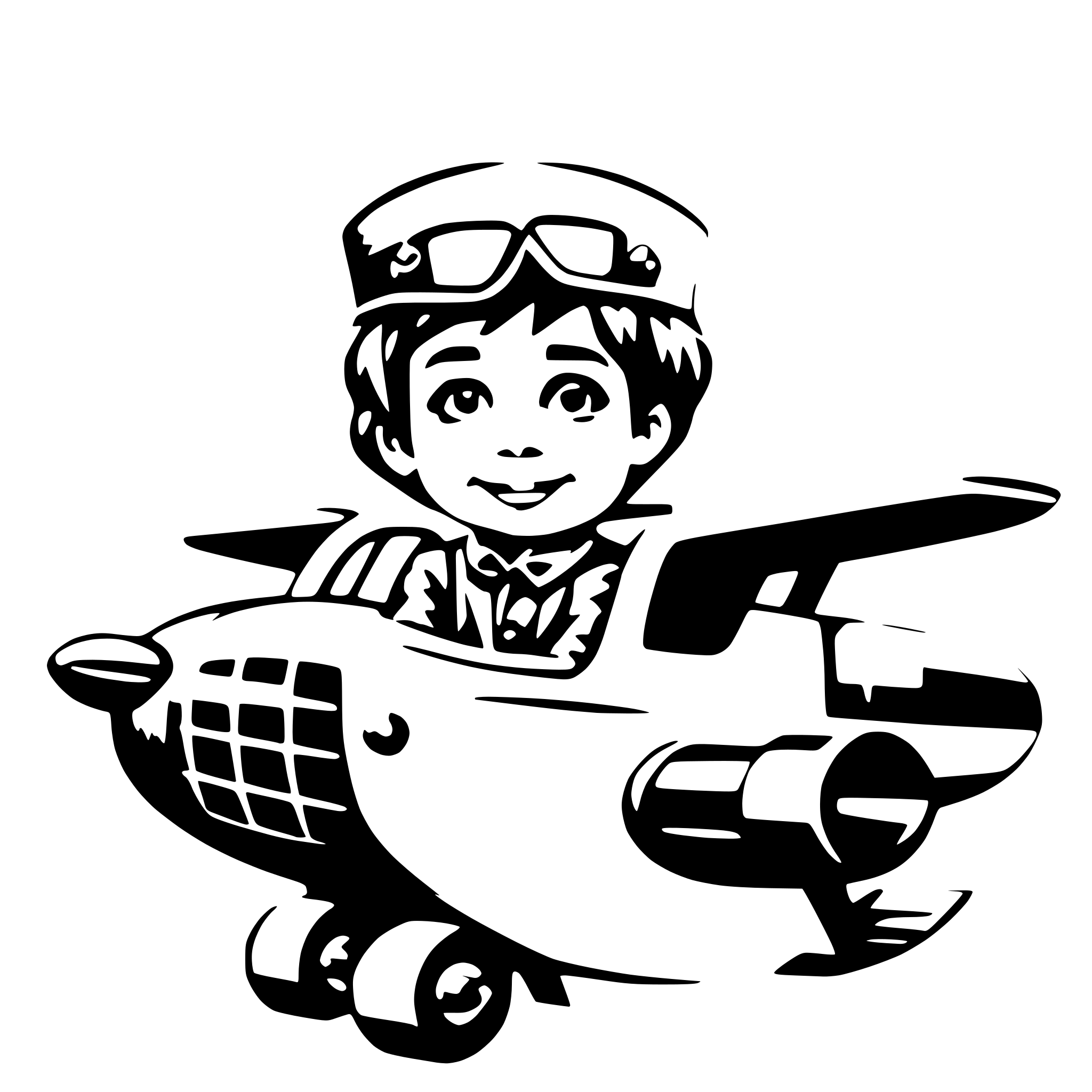 AI-generated SVG of a plane with a little cute boy in the cockpit