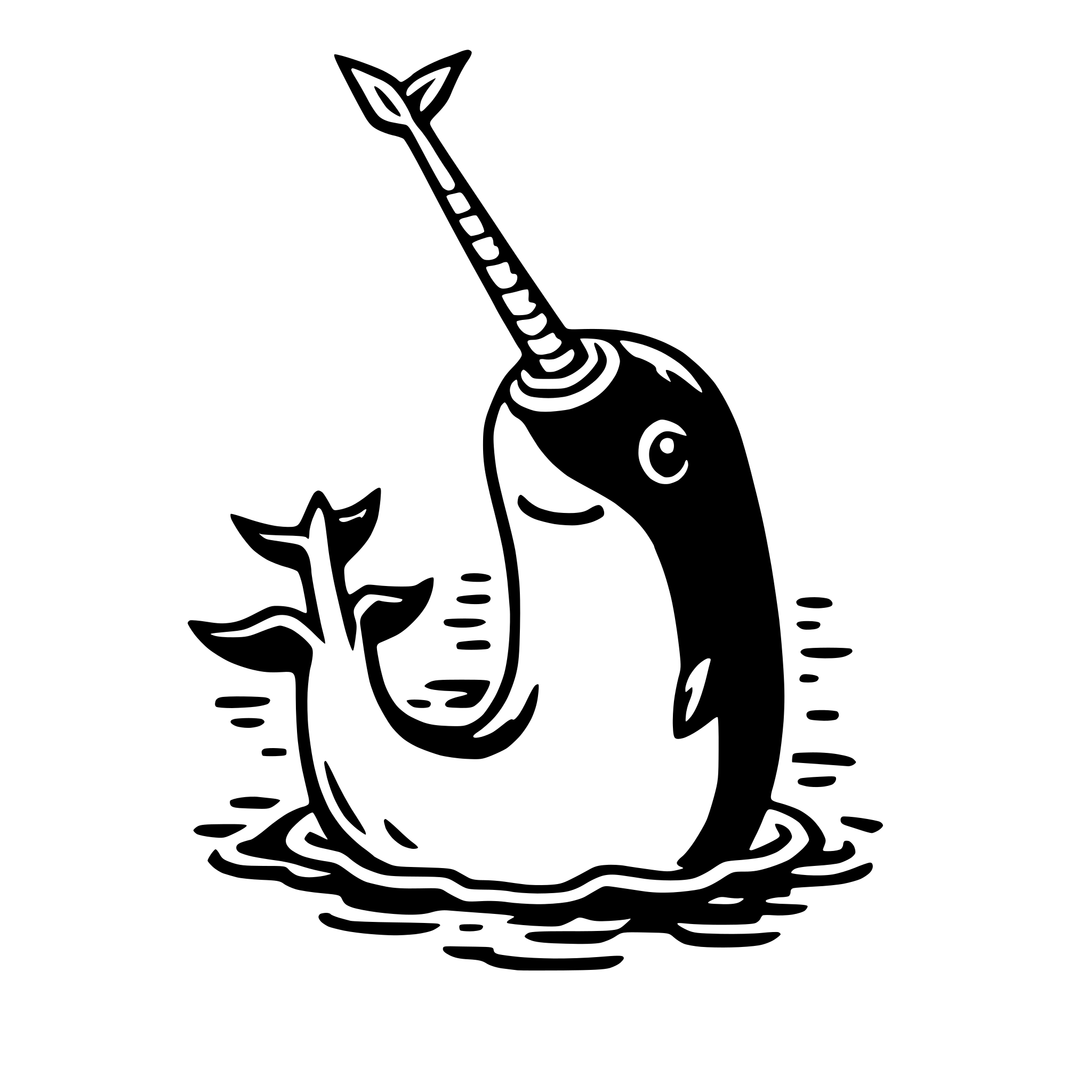 AI-generated SVG of a narwhal with necklace