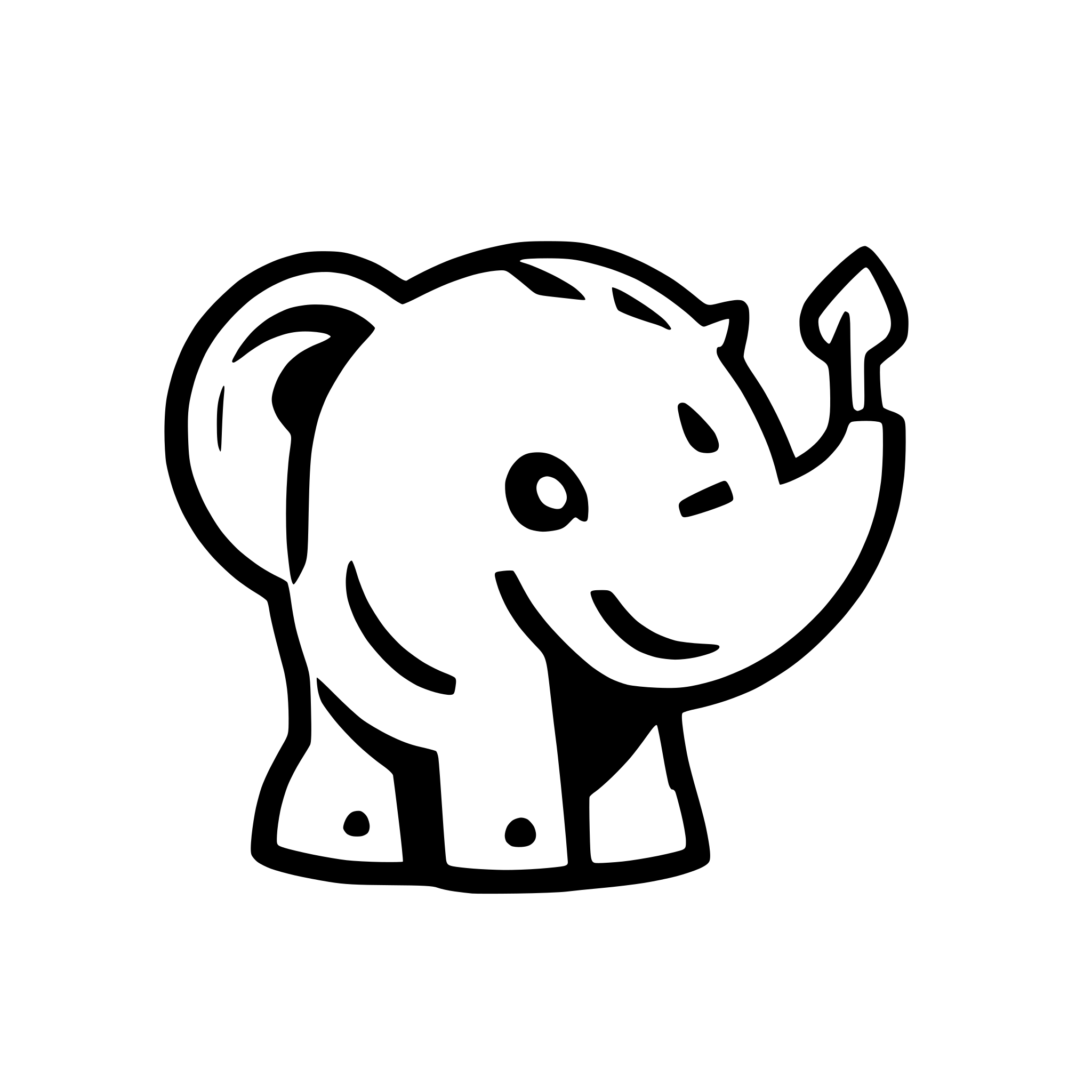 AI-generated SVG of a simple cartoon elephant, side view, light blue fill