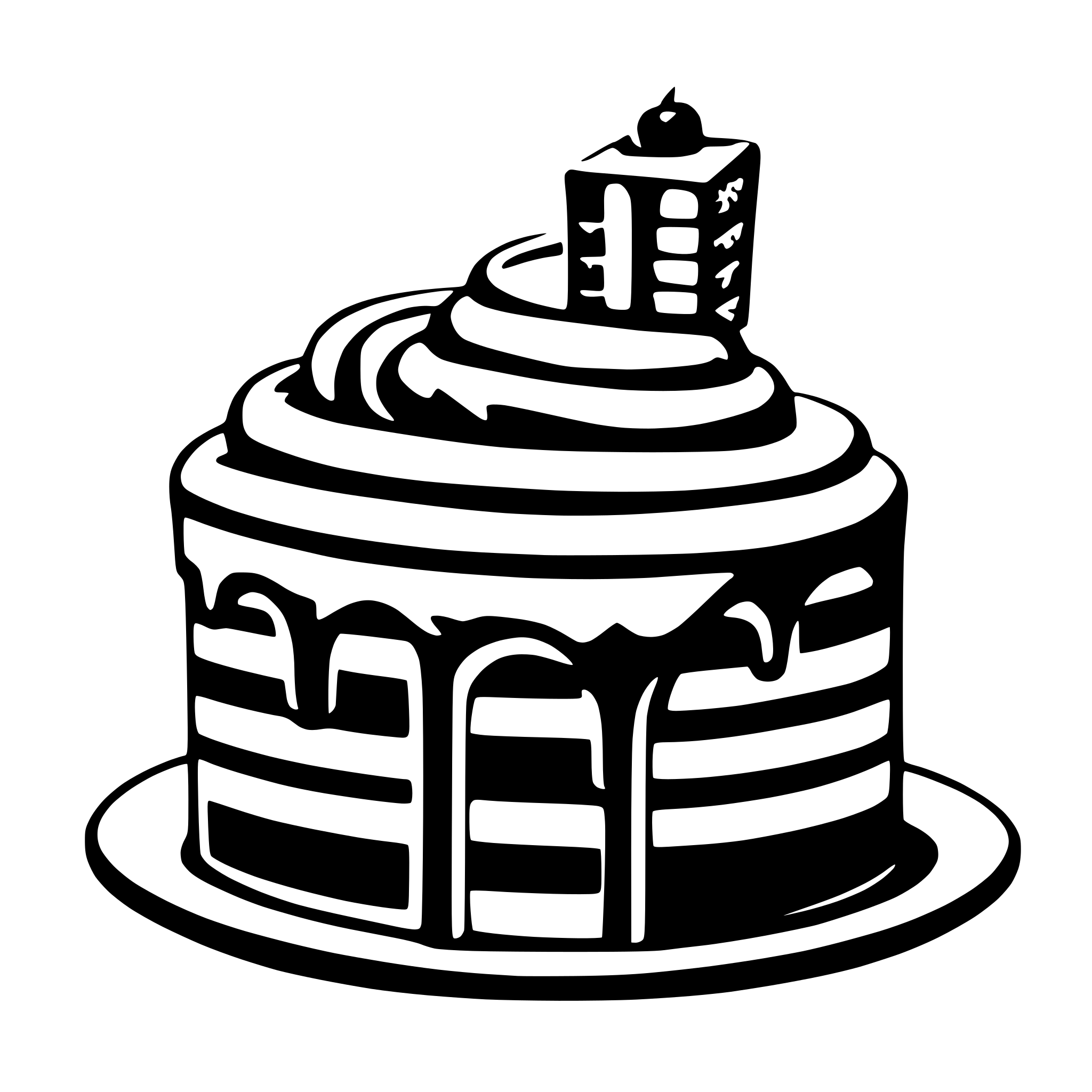 AI-generated SVG of 'rubber hose slice of cake character'