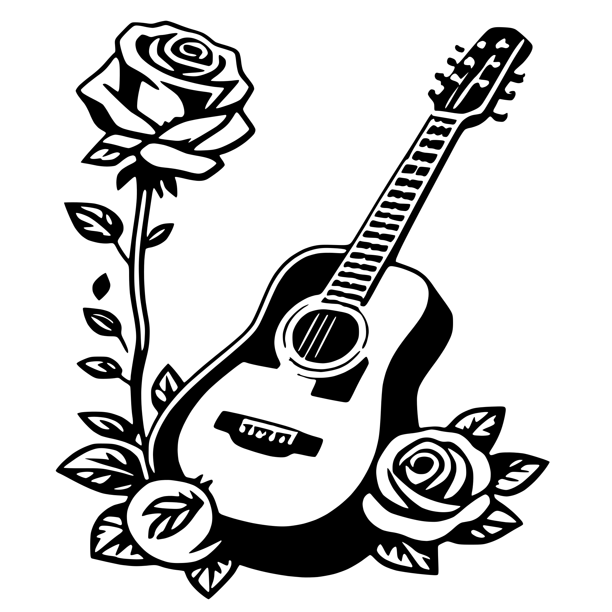 AI-generated SVG of 'guitar and roses'