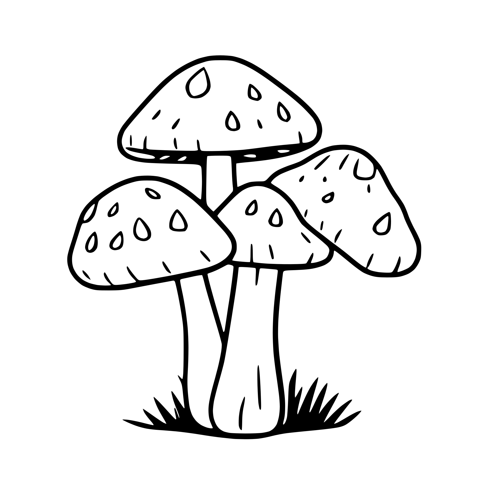 AI-generated SVG of a mushroom cluster with moss