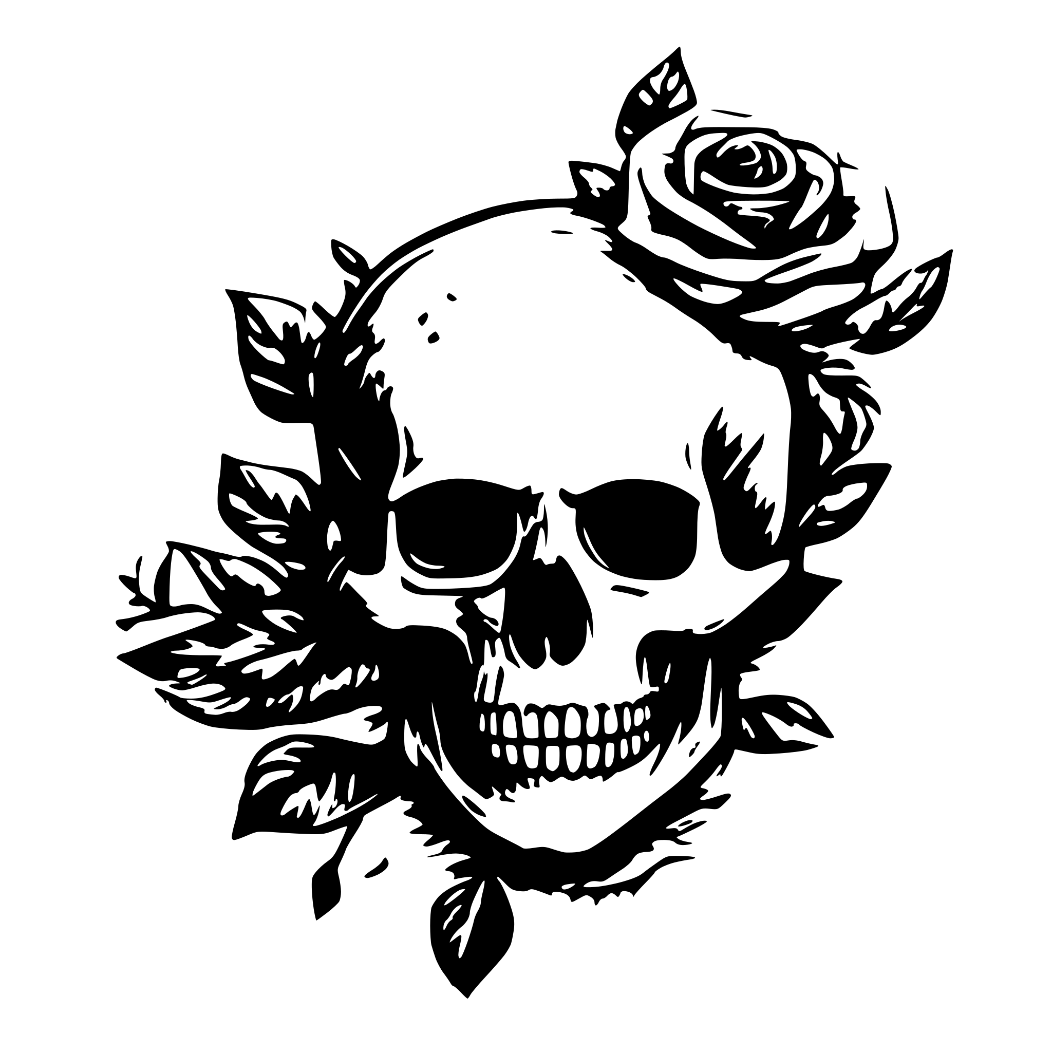 AI-generated SVG of a skull and rose