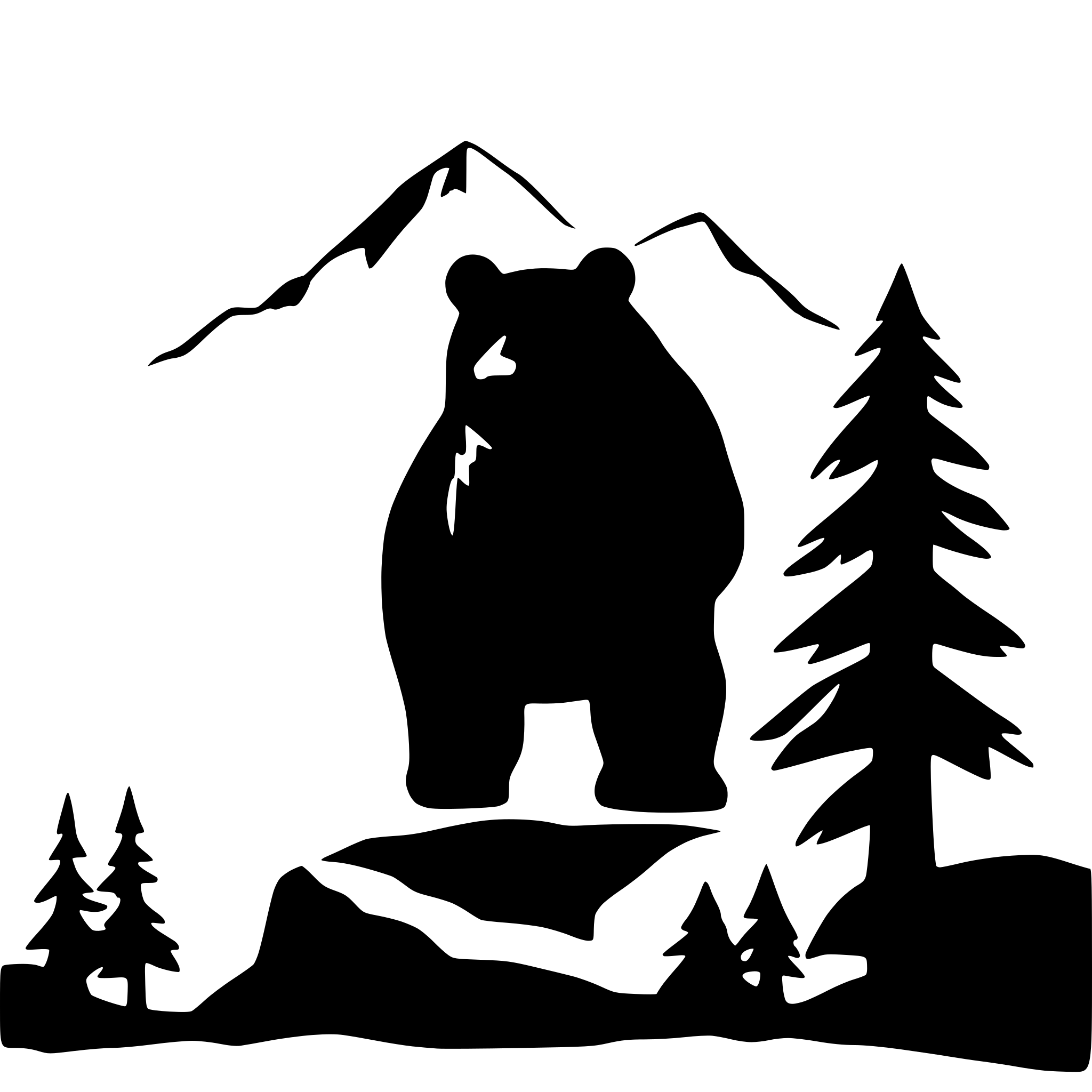 AI-generated SVG of 'mountain scene with bear silhouette'