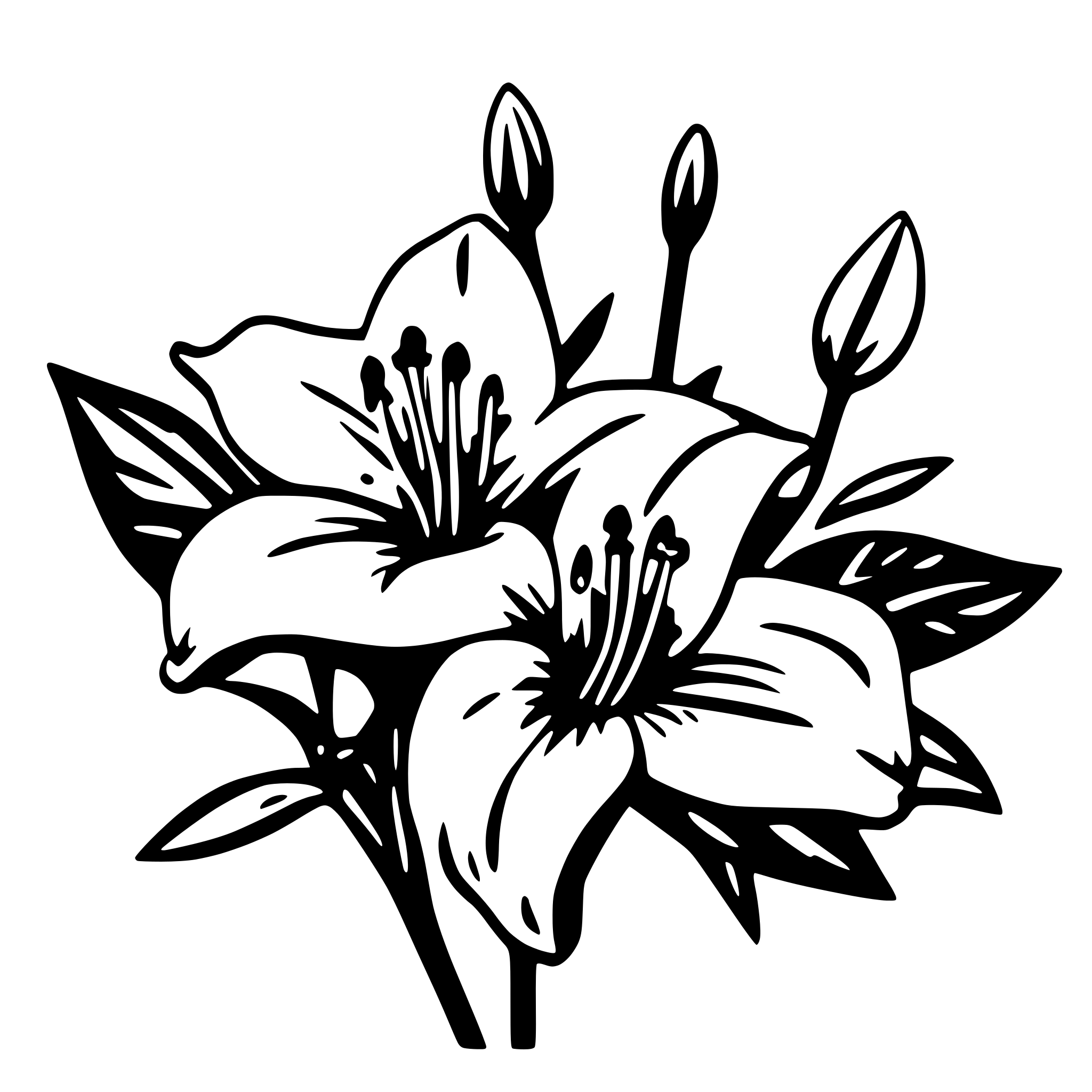 AI-generated SVG of 'simple line tiger lily flower svg'