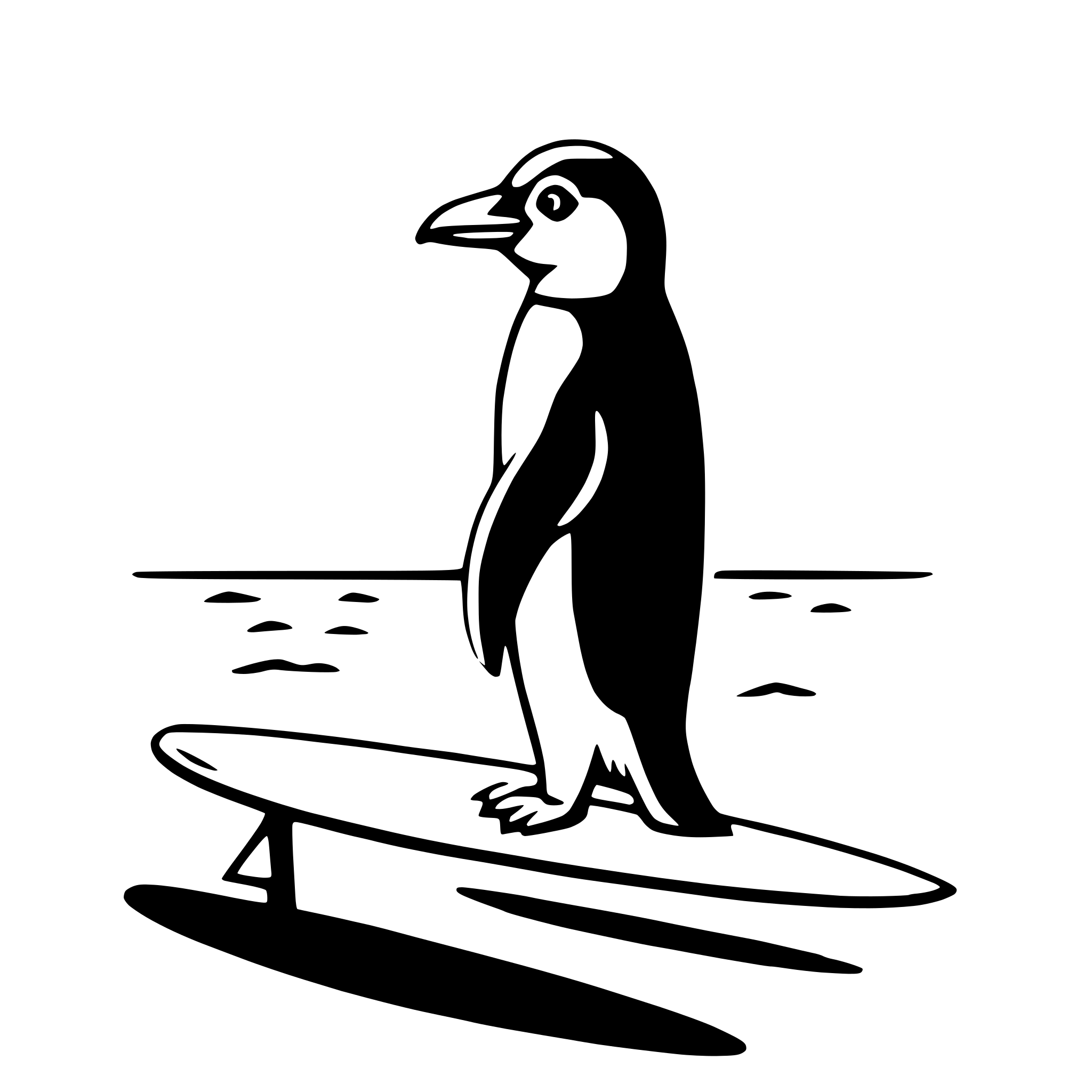 AI-generated SVG of a penguin on surfboard