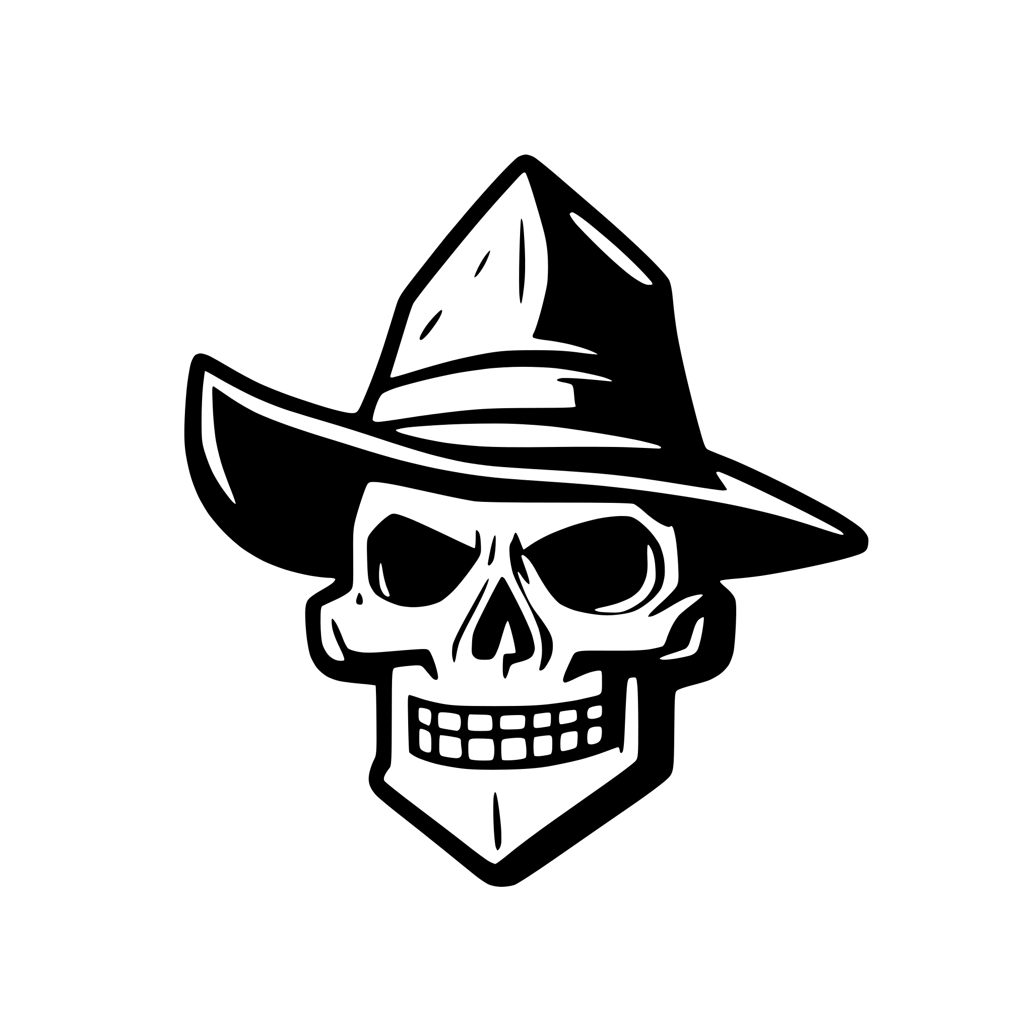 AI-generated SVG of a skeleton wizard head logo