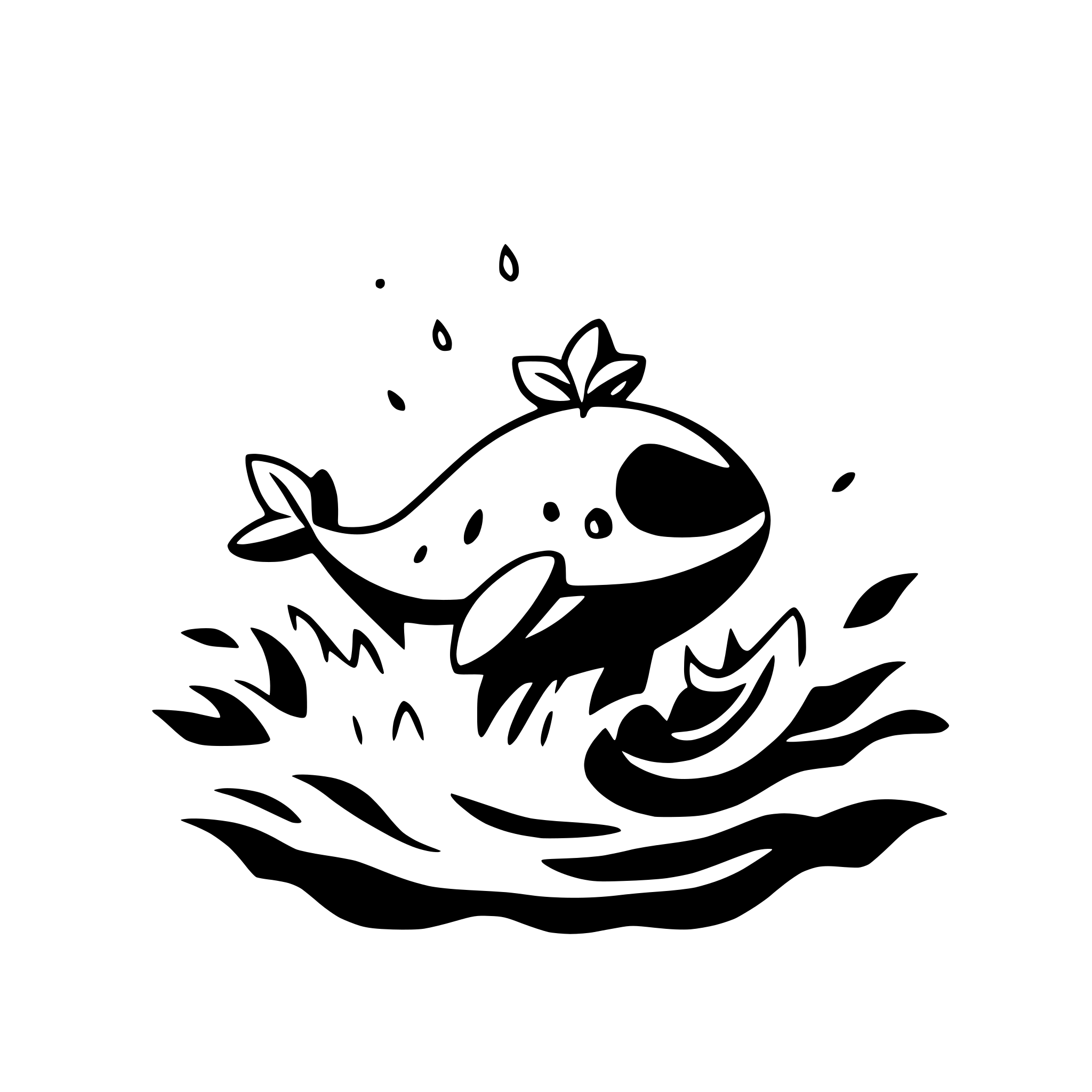 AI-generated SVG of a a whale splashing in the ocean waves