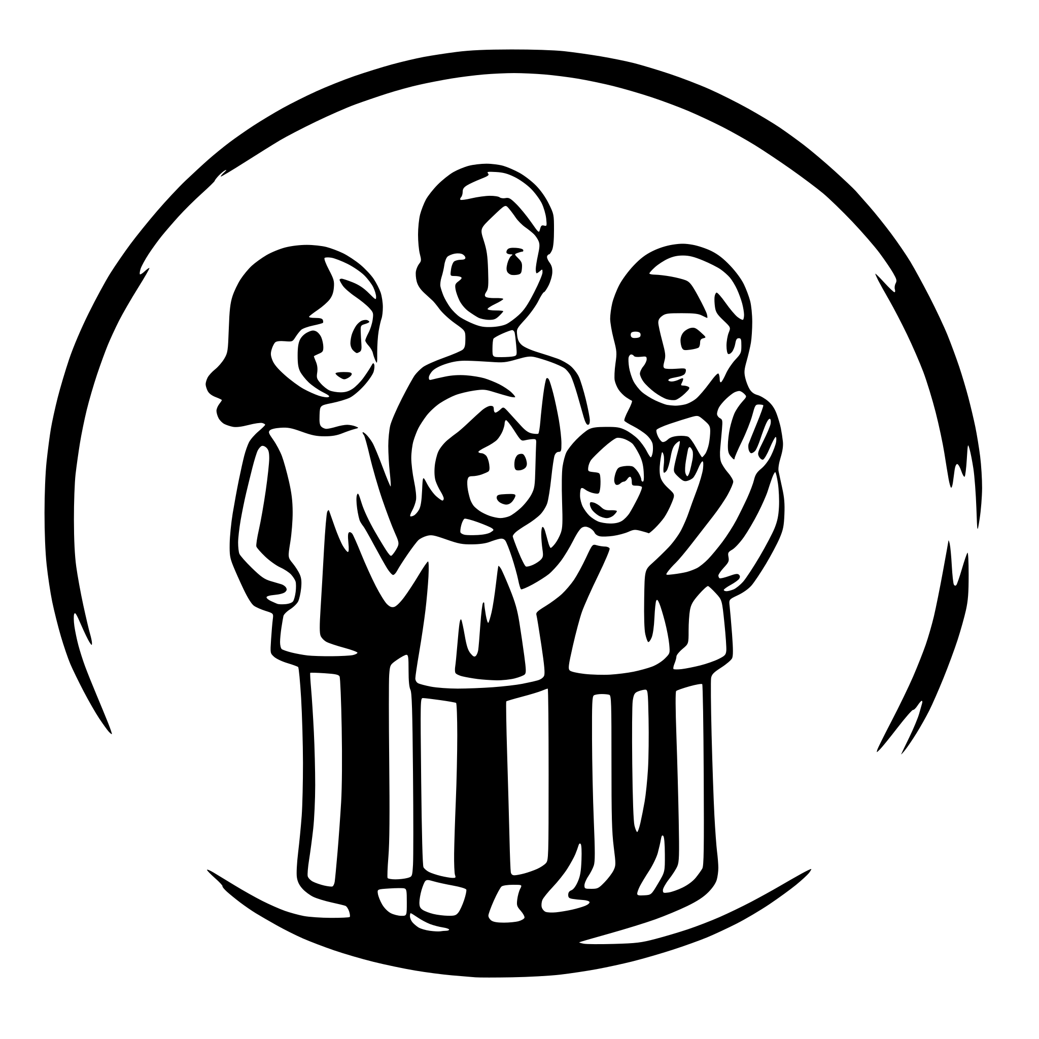 AI-generated SVG of a 8 Children holding hands in one hand