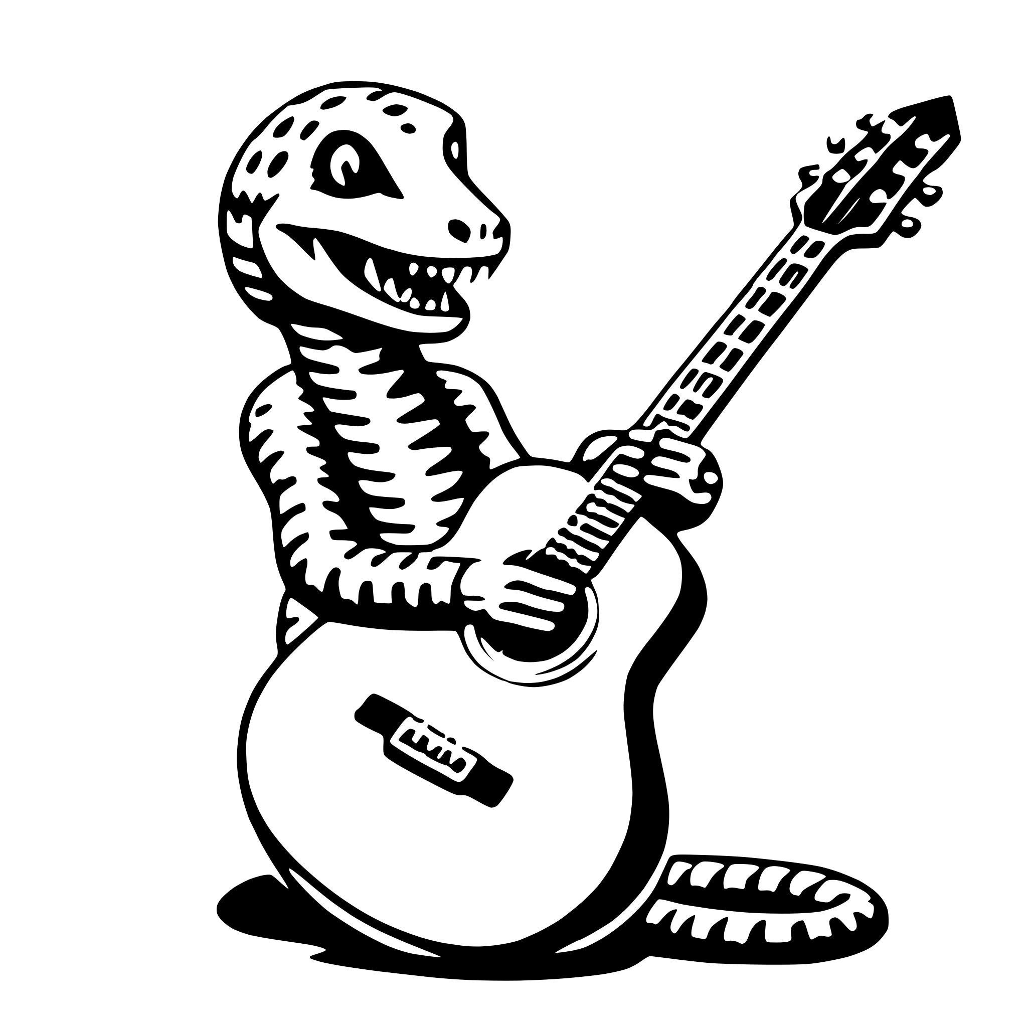 AI-generated SVG of a rattlesnake with guitar