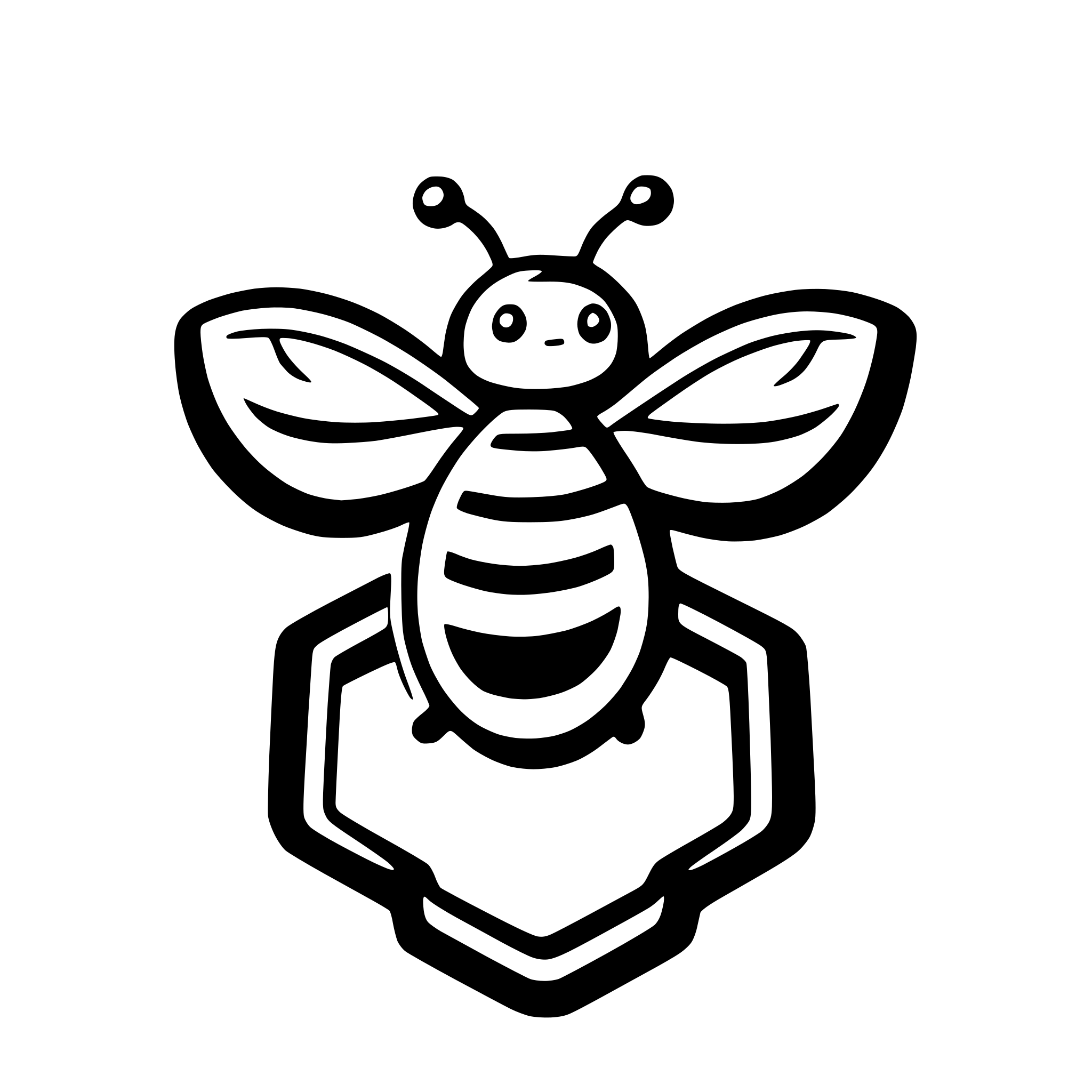 AI-generated SVG of 'simple bee with hexagon wings'