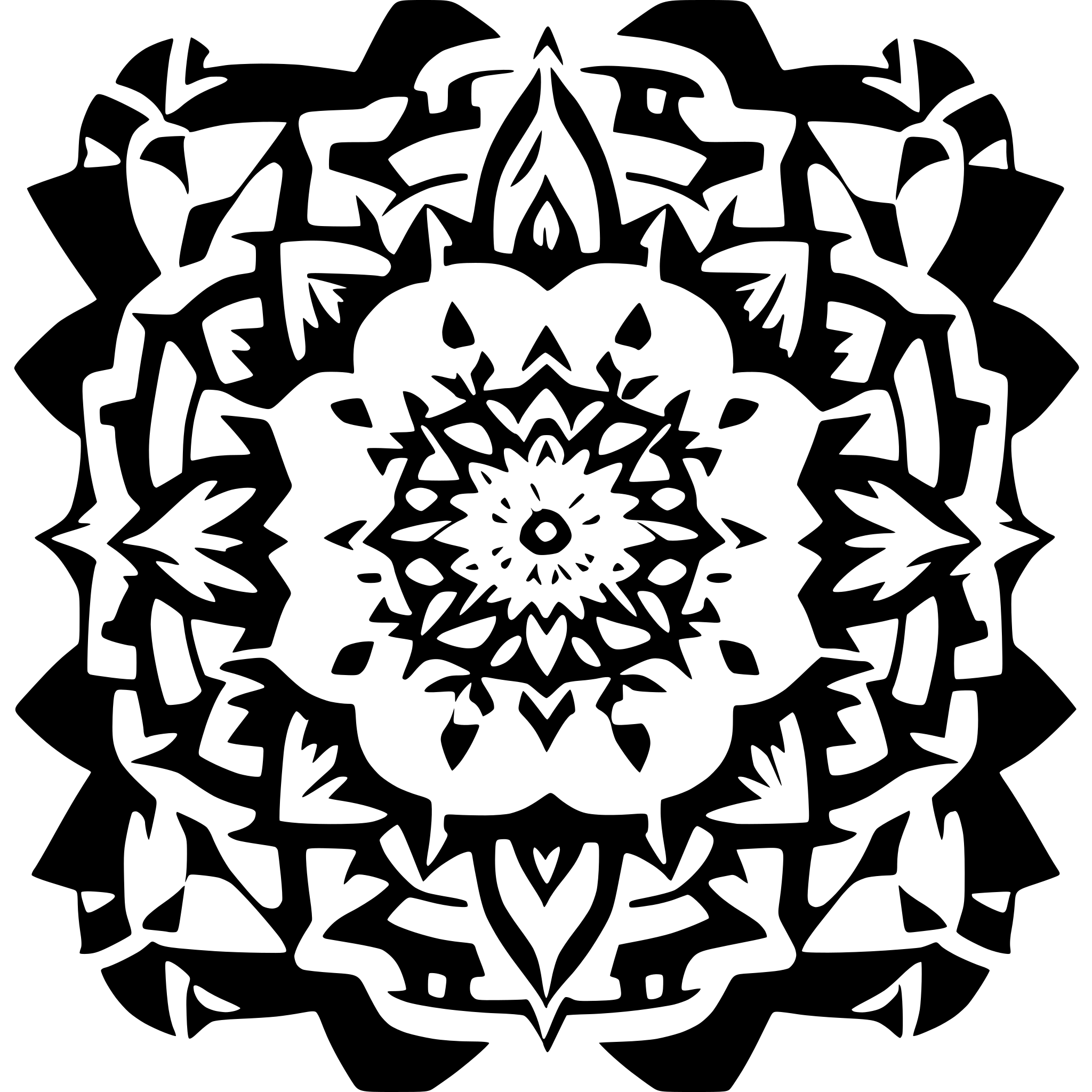 AI-generated SVG of 'mandala art, colourful, fractal pattern, good vibes, heavenly divine vibe'