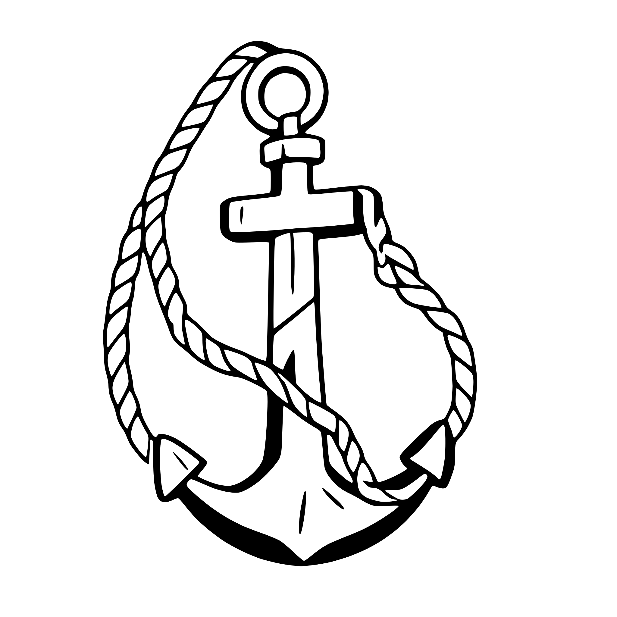 AI-generated SVG of 'sailor's anchor with rope'