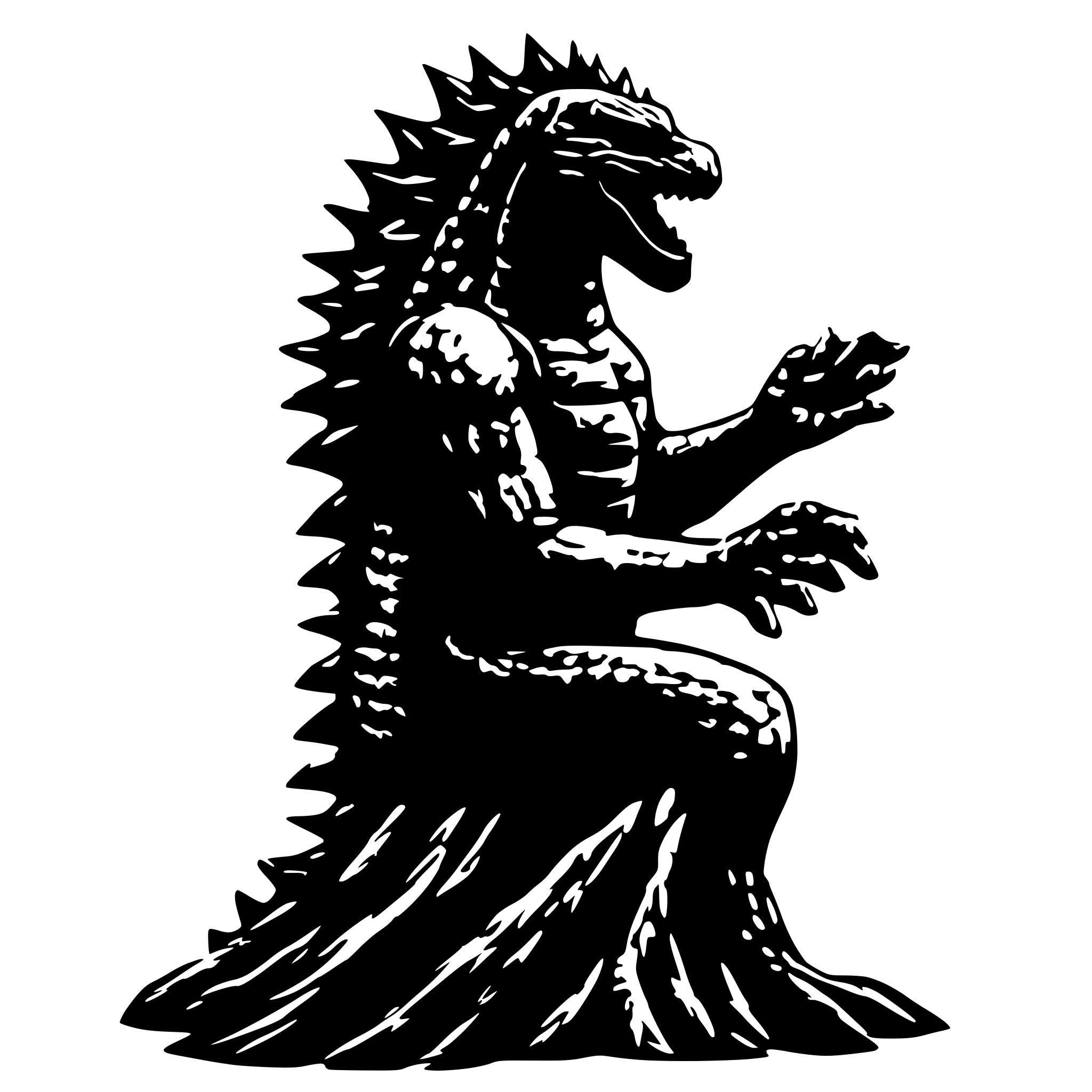 AI-generated SVG of a godzilla realistic holding a star