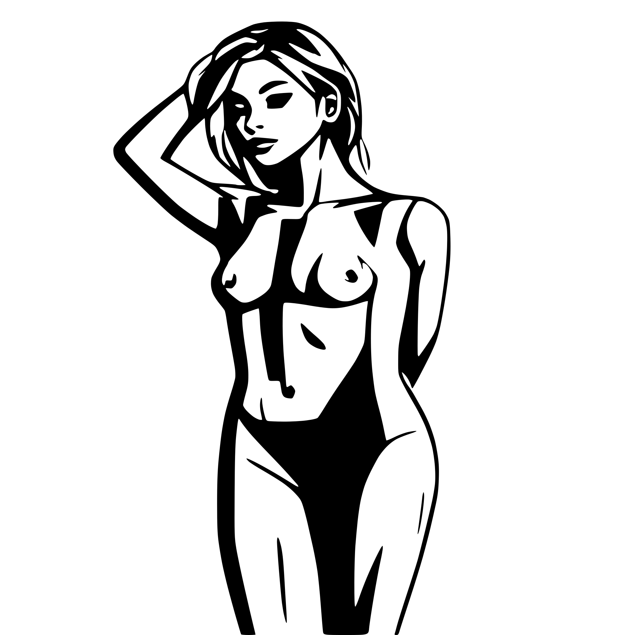AI-generated SVG of a black and white female nude body