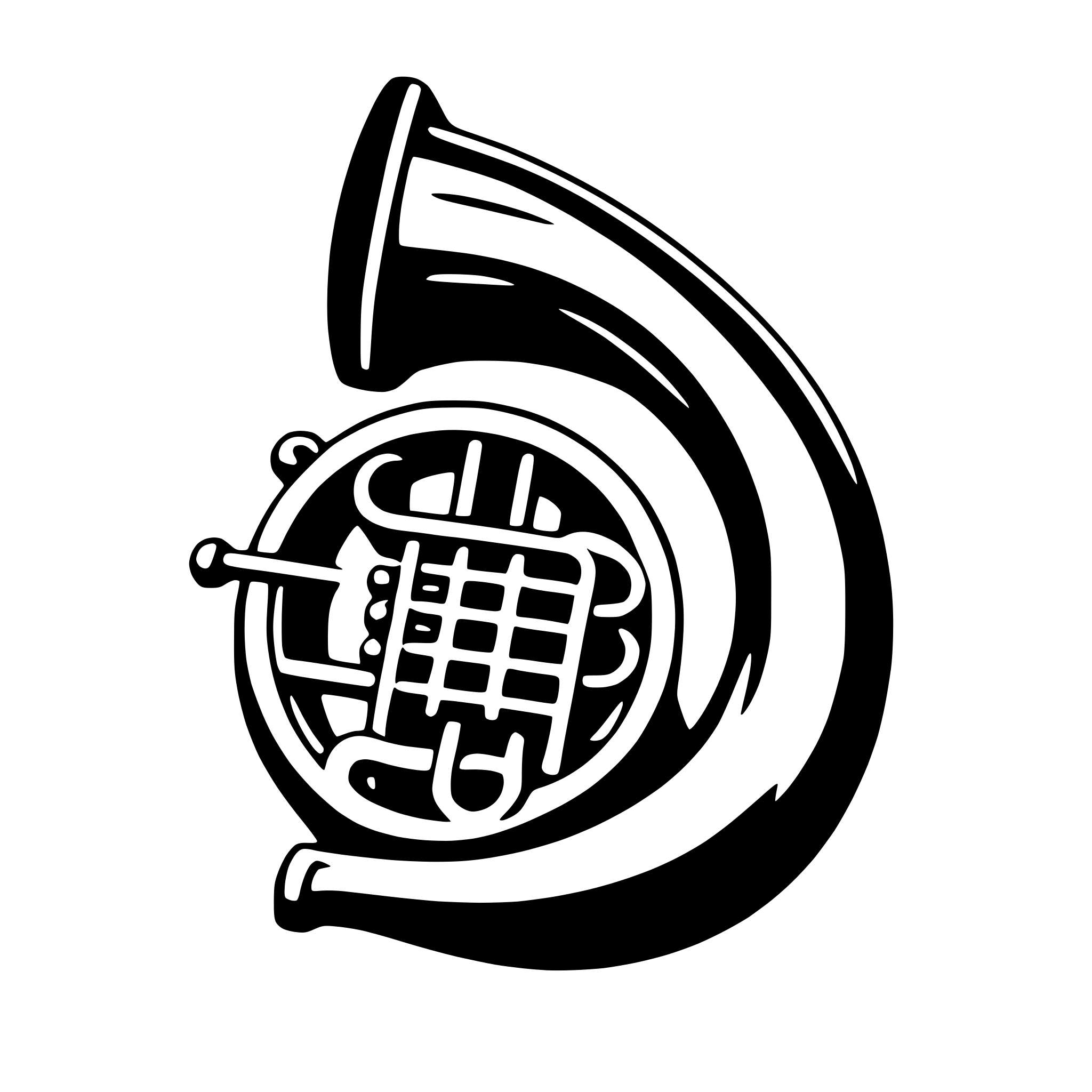 AI-generated SVG of a french horn