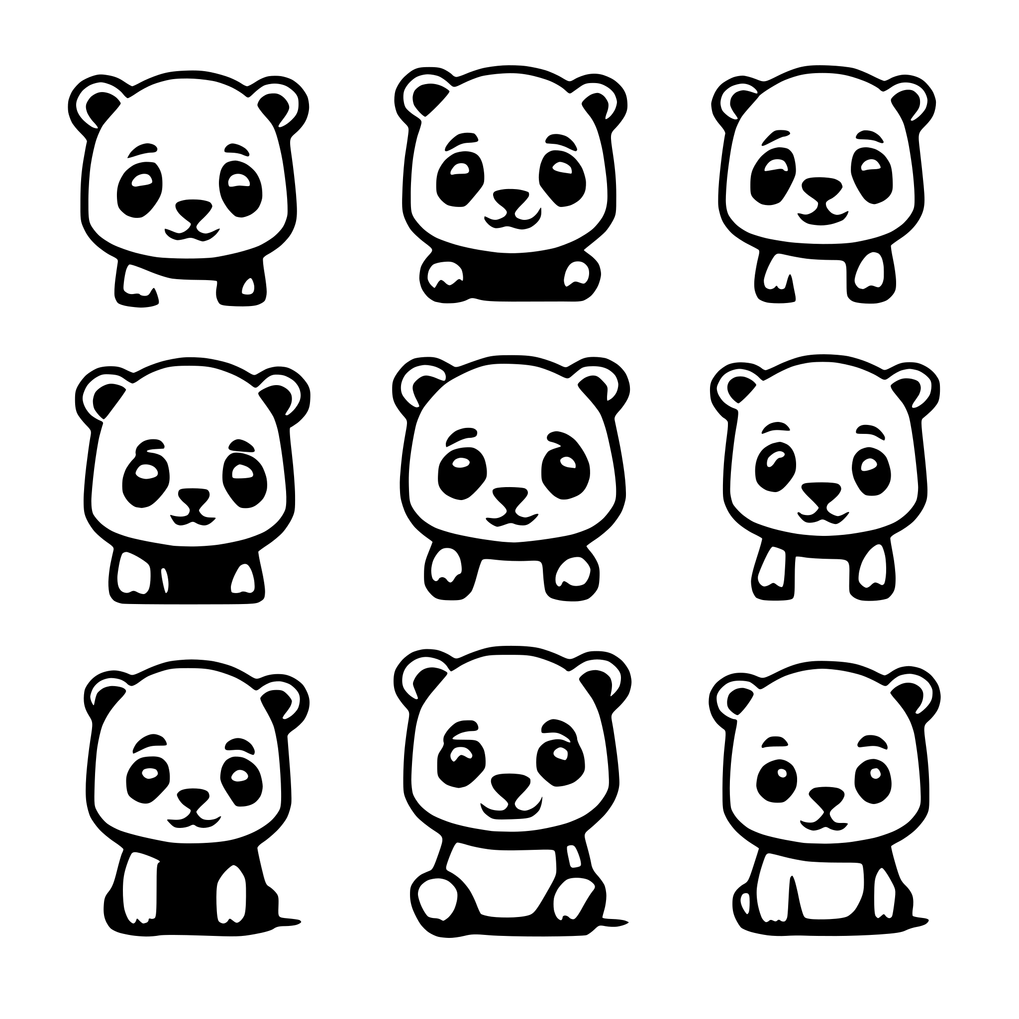 AI-generated SVG of a chibi bear svg with different emotions like in emoji