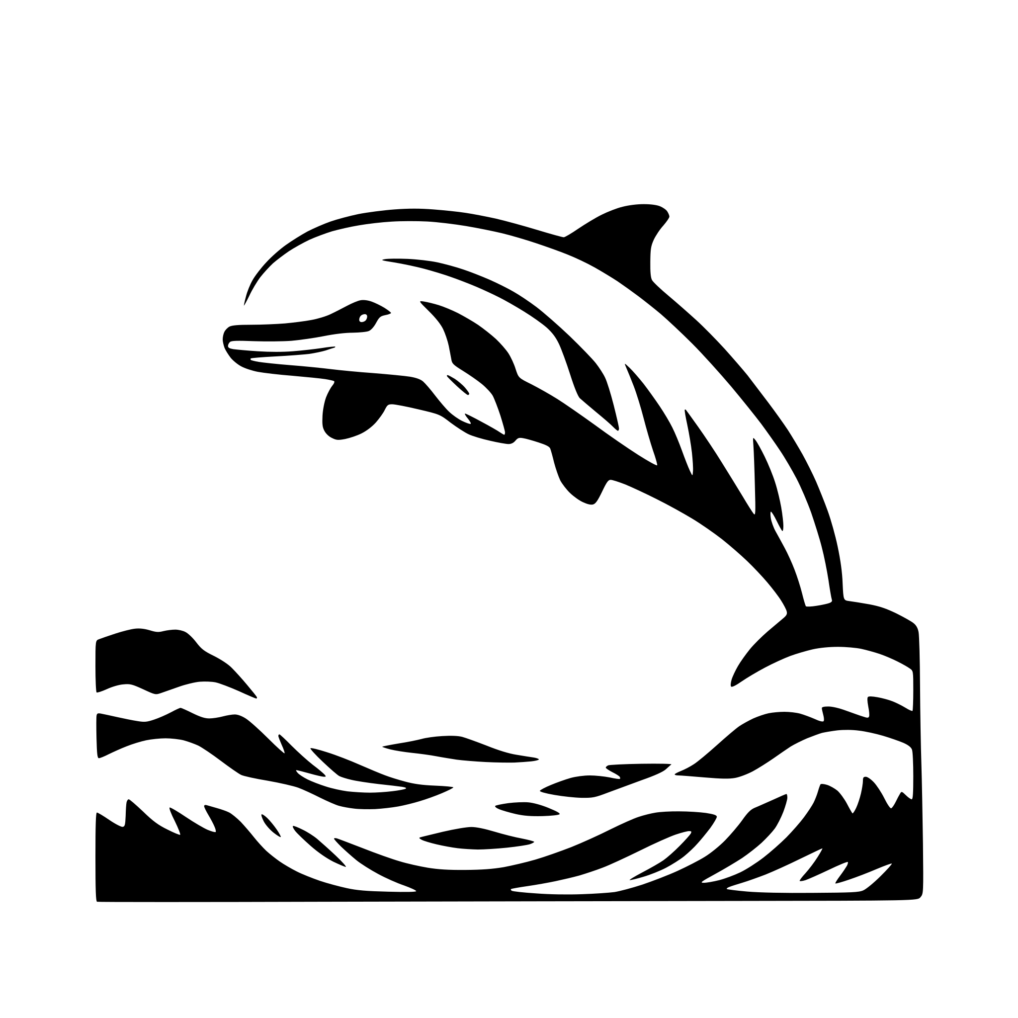 AI-generated SVG of a dolphin jumping through waves