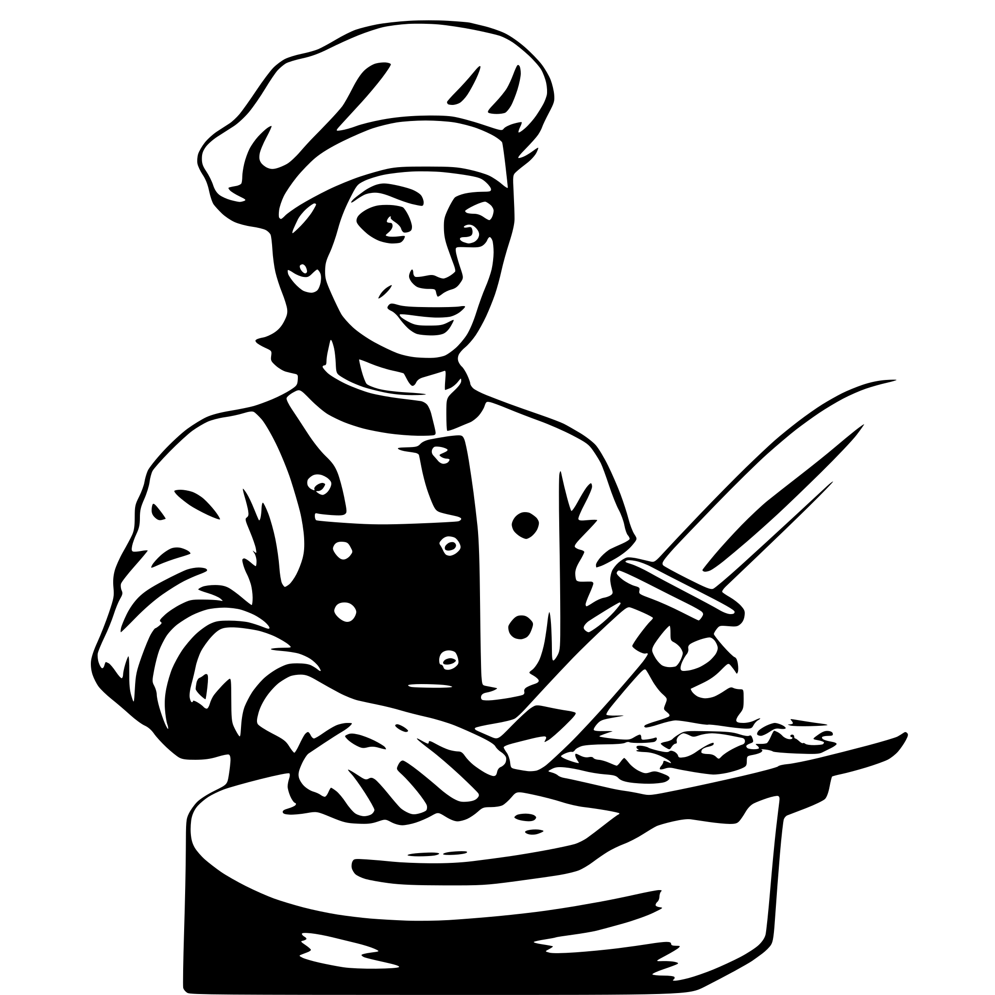 AI-generated SVG of 'Chef in on hand a knife other hand a lopster'