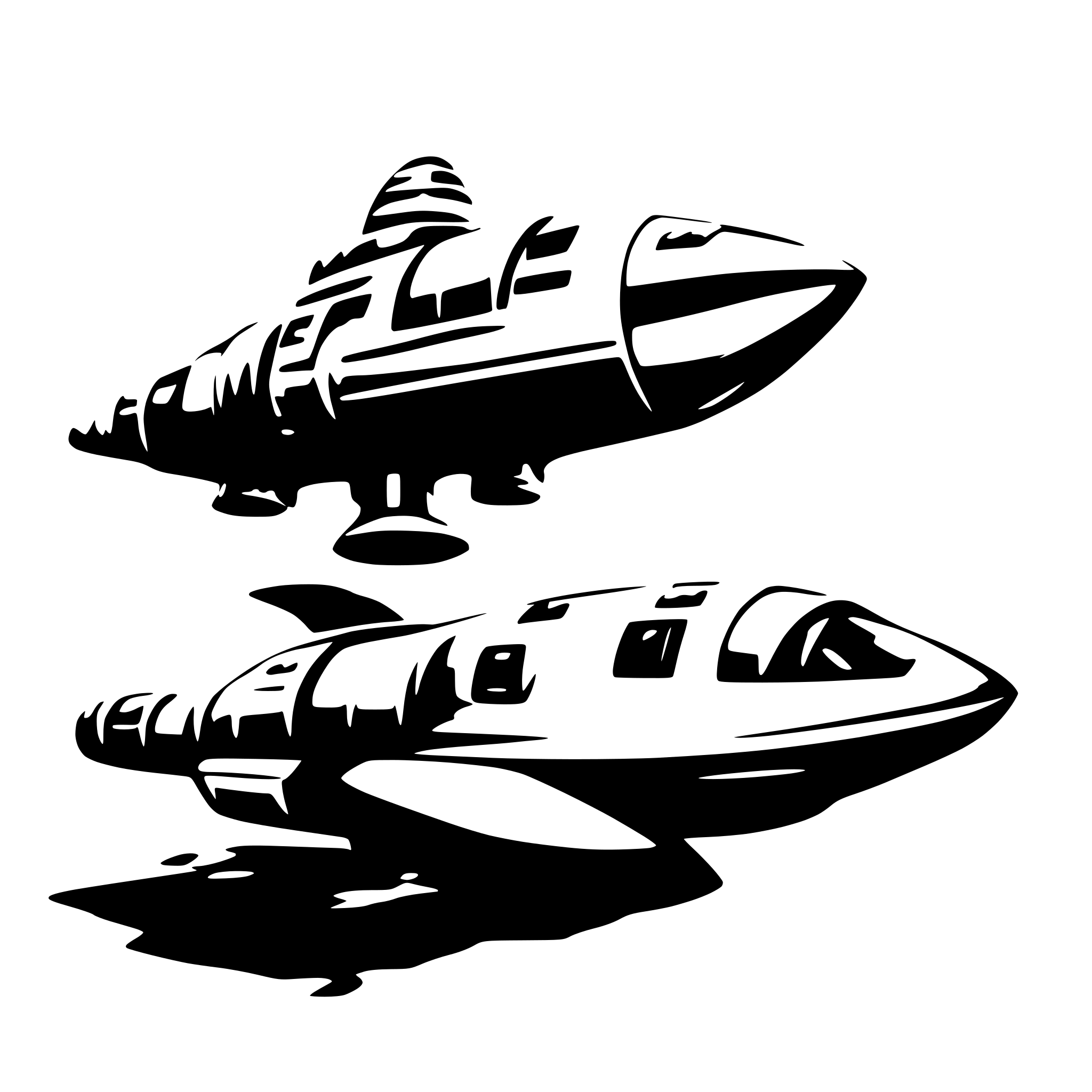 AI-generated SVG of 'three spaceships'