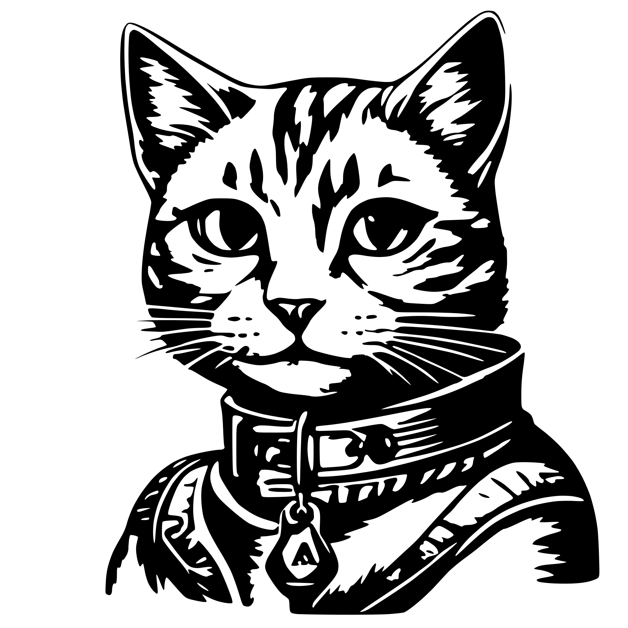 AI-generated SVG of a cat with a key in its neck