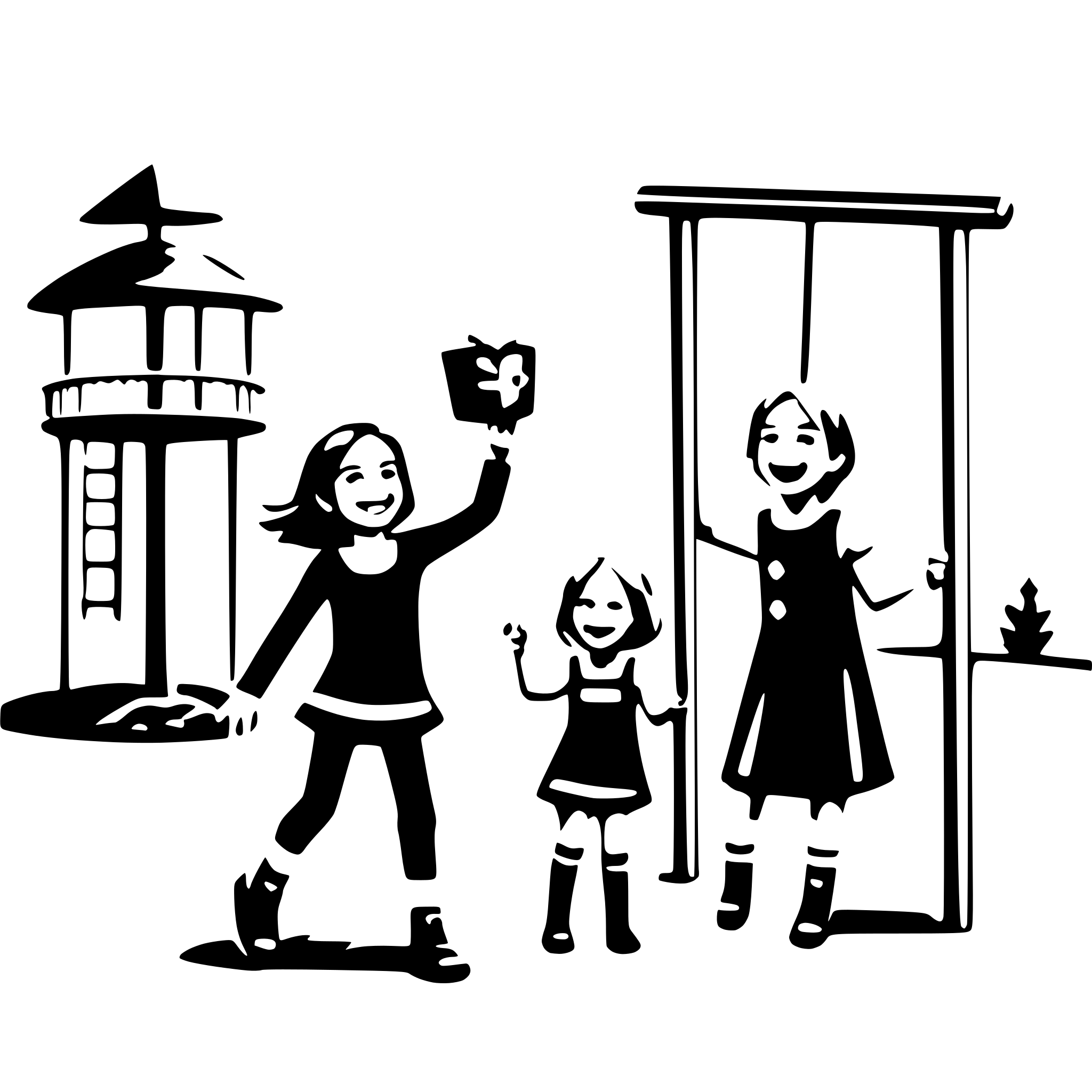 AI-generated SVG of a many children with smiling face paying on the playground