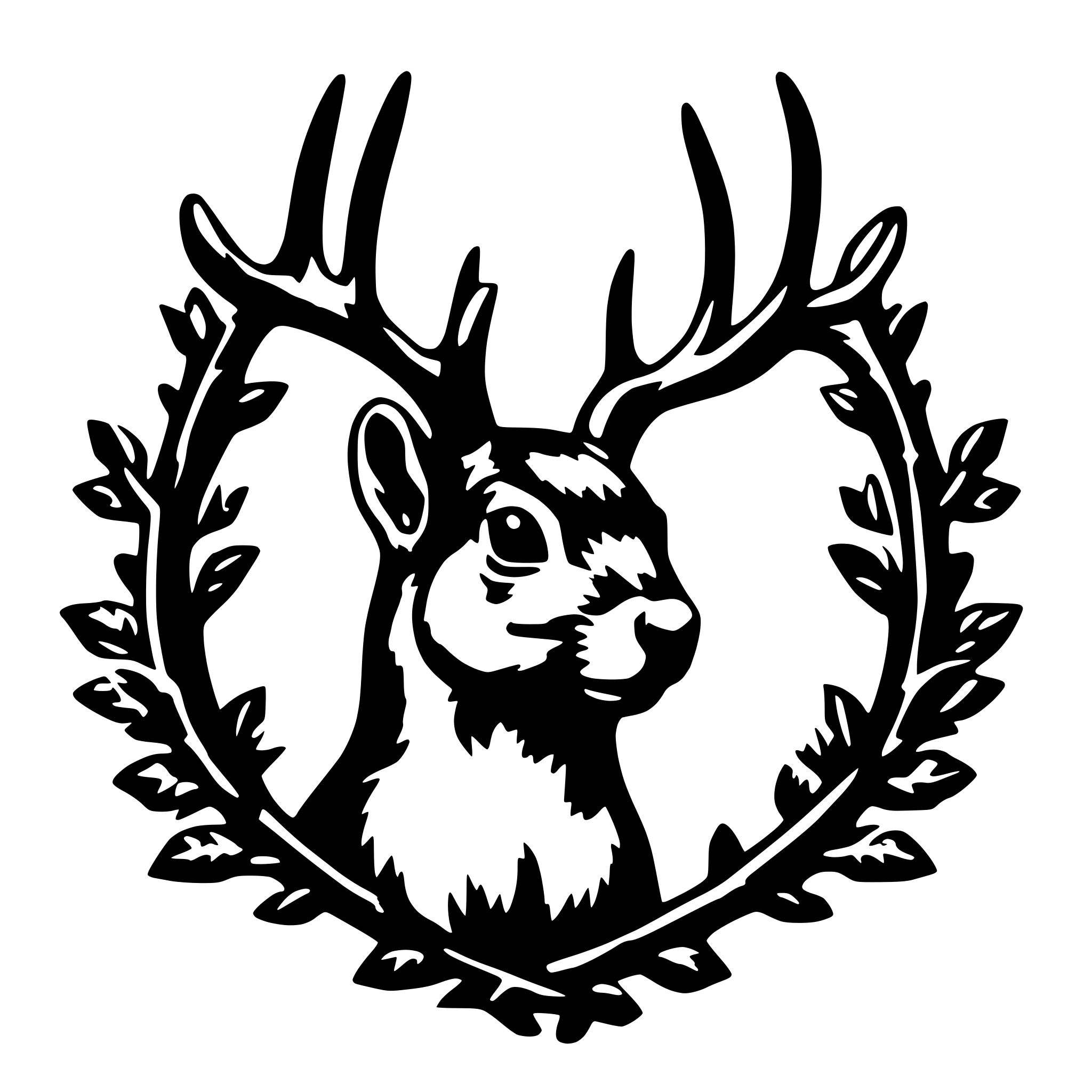 AI-generated SVG of a squirrel with mule deer antlers