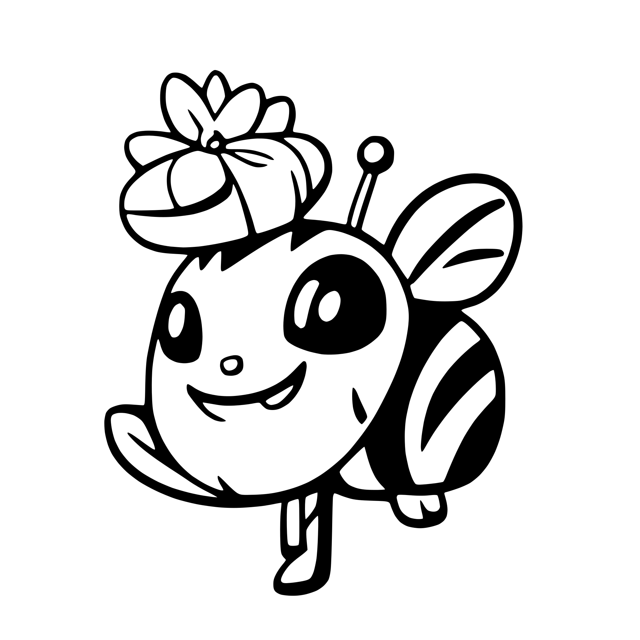 AI-generated SVG of a a bumblebee with a flower hat