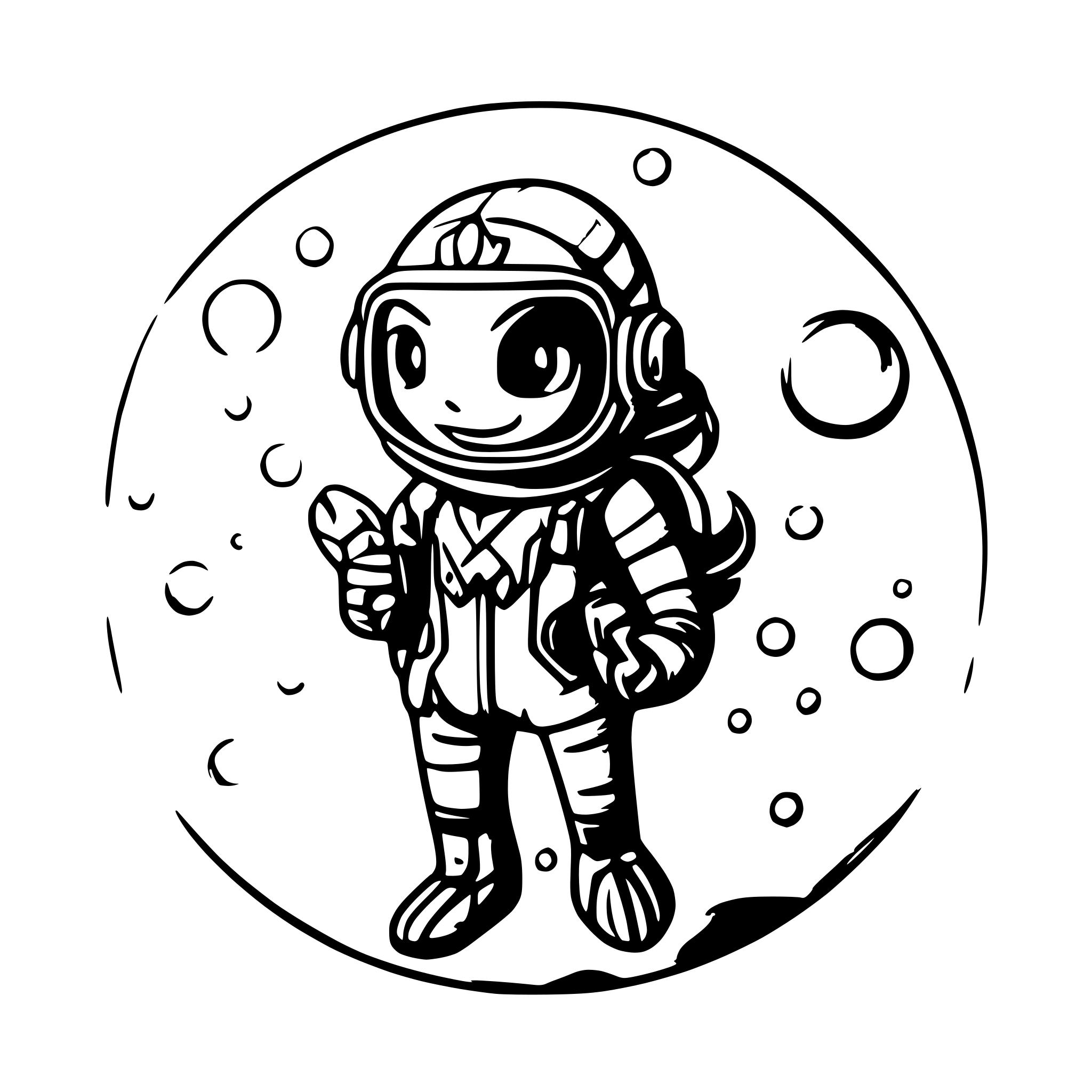 AI-generated SVG of a Female Scubadiver with Fishes and bubbles around her