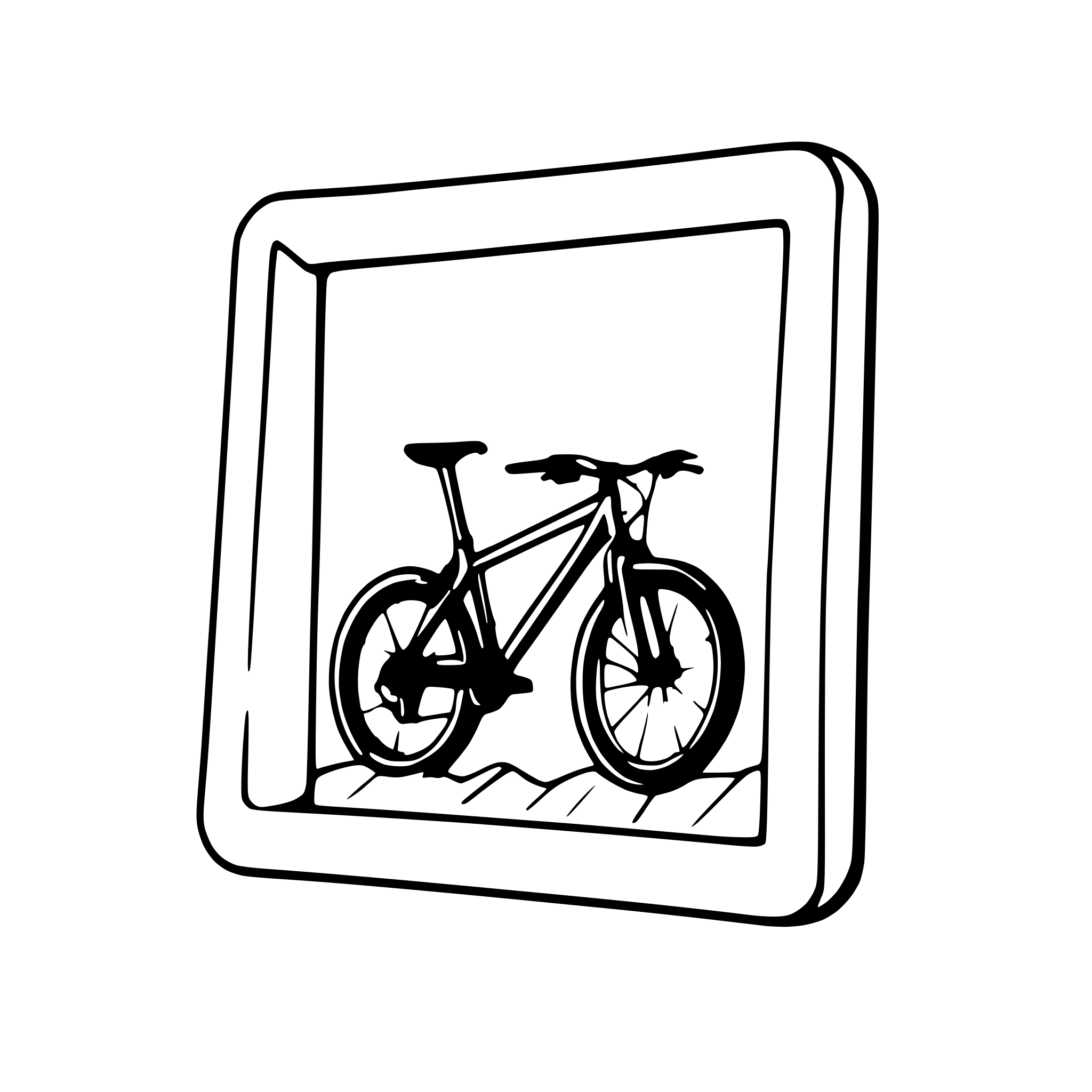 AI-generated SVG of a mountainbike breaking out of a picture frame