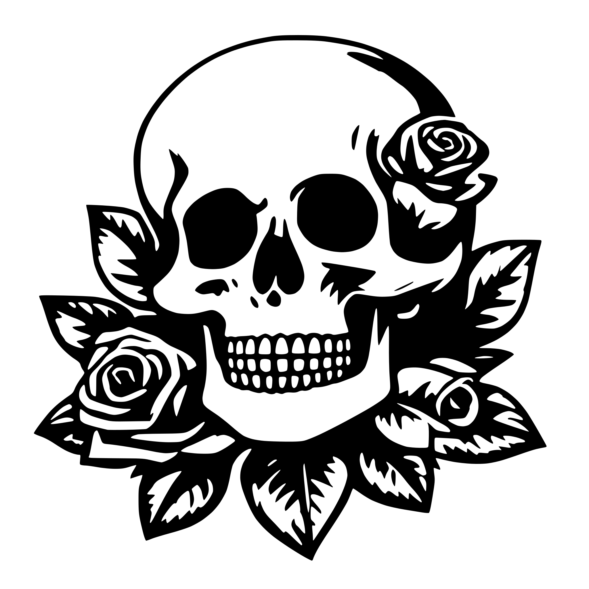 AI-generated SVG of 'skull and rose'